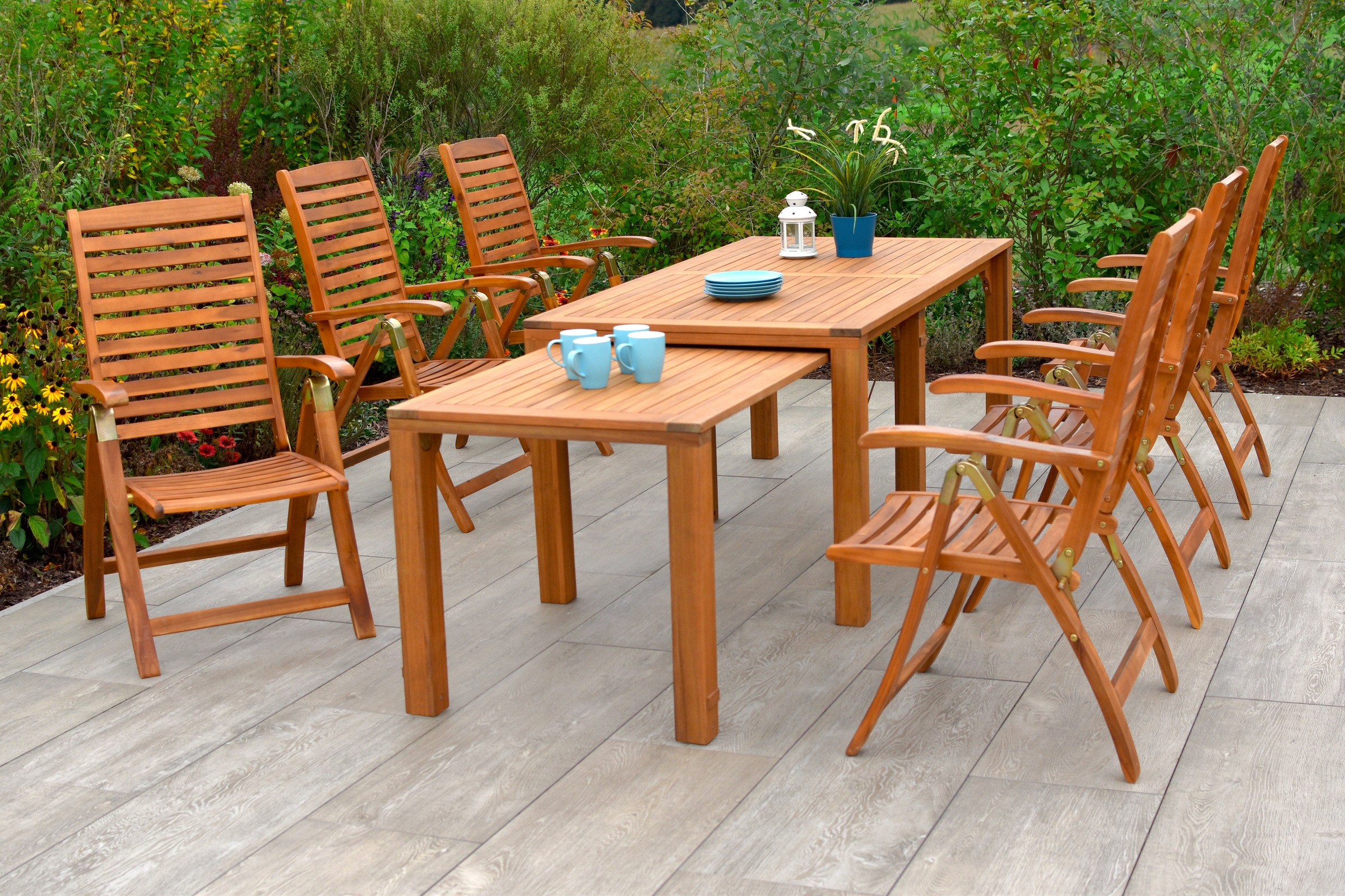 MERXX Garten-Essgruppe »Paraiba« Set, 7 Stk. tlg. 6 Klappsessel, 5-fach ver günstig online kaufen