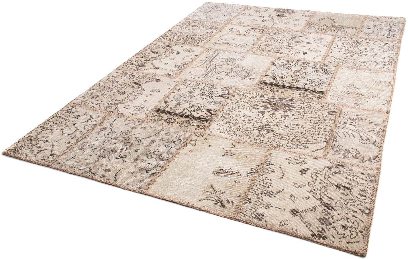 morgenland Teppich »Patchwork - 240 x 170 cm - hellbraun«, rechteckig, Wohn günstig online kaufen