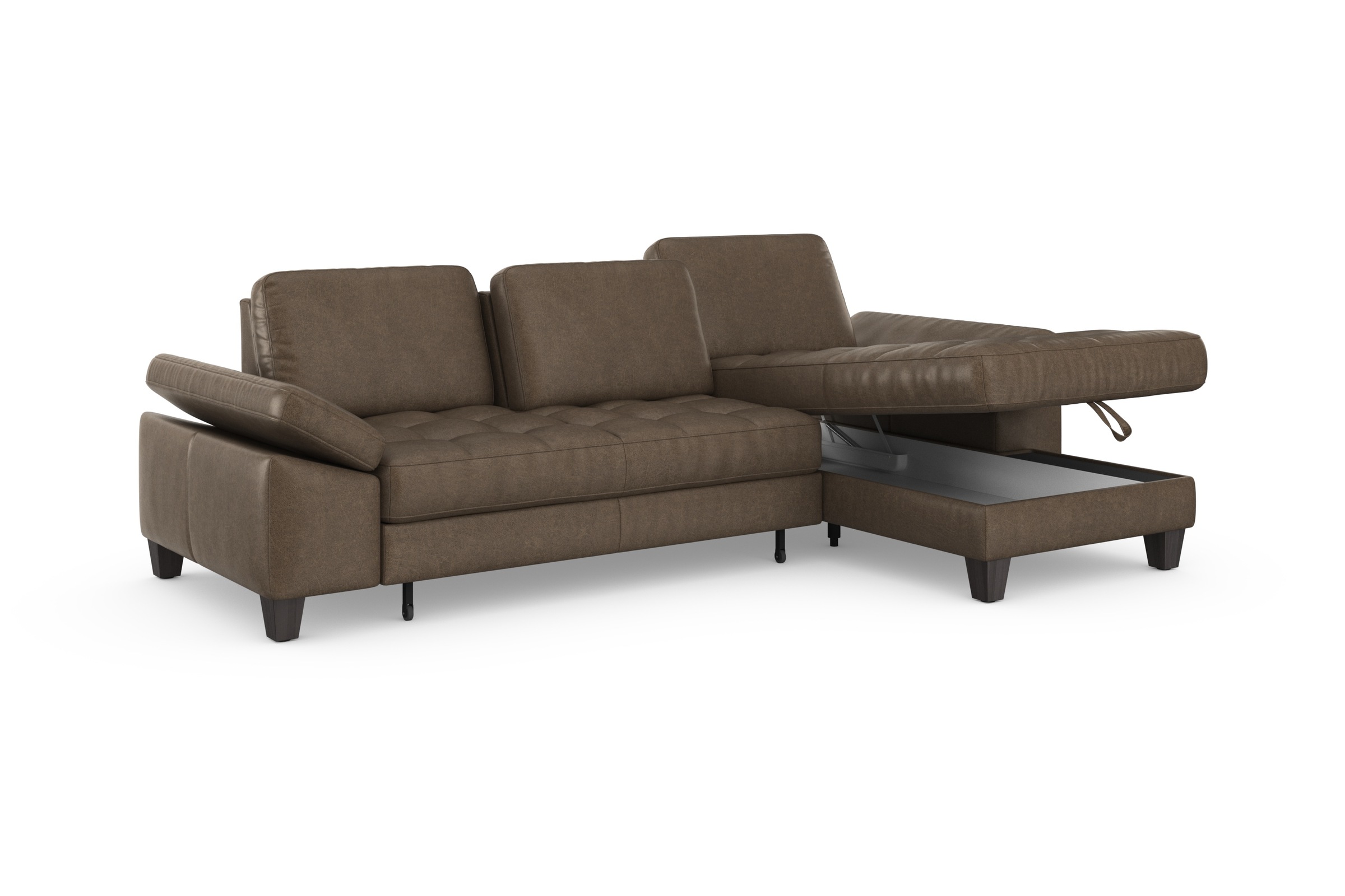 sit&more Ecksofa »Westham L-Form«, Recamiere, mit oder ohne Bettfunktion, Bettkasten, Füße wengefarben