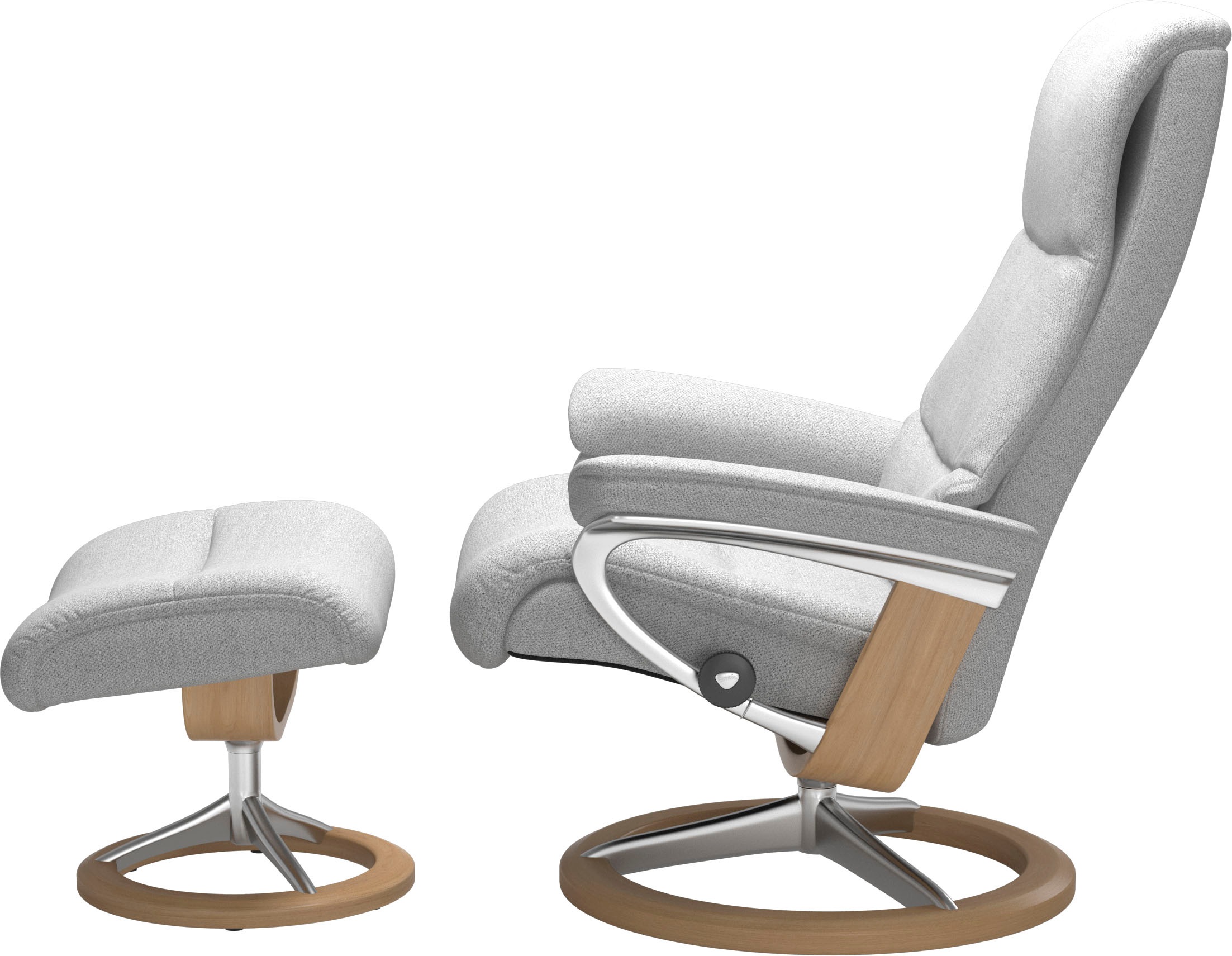 Stressless® Relaxsessel »View«, (Set, Relaxsessel mit Hocker), mit Signature Base, Größe M,Gestell Eiche