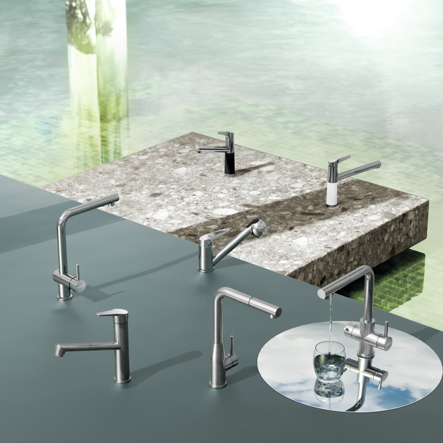 Schock Küchenarmatur »Epos« Festauslauf, Hochdruck, Schwenkbereich 360°