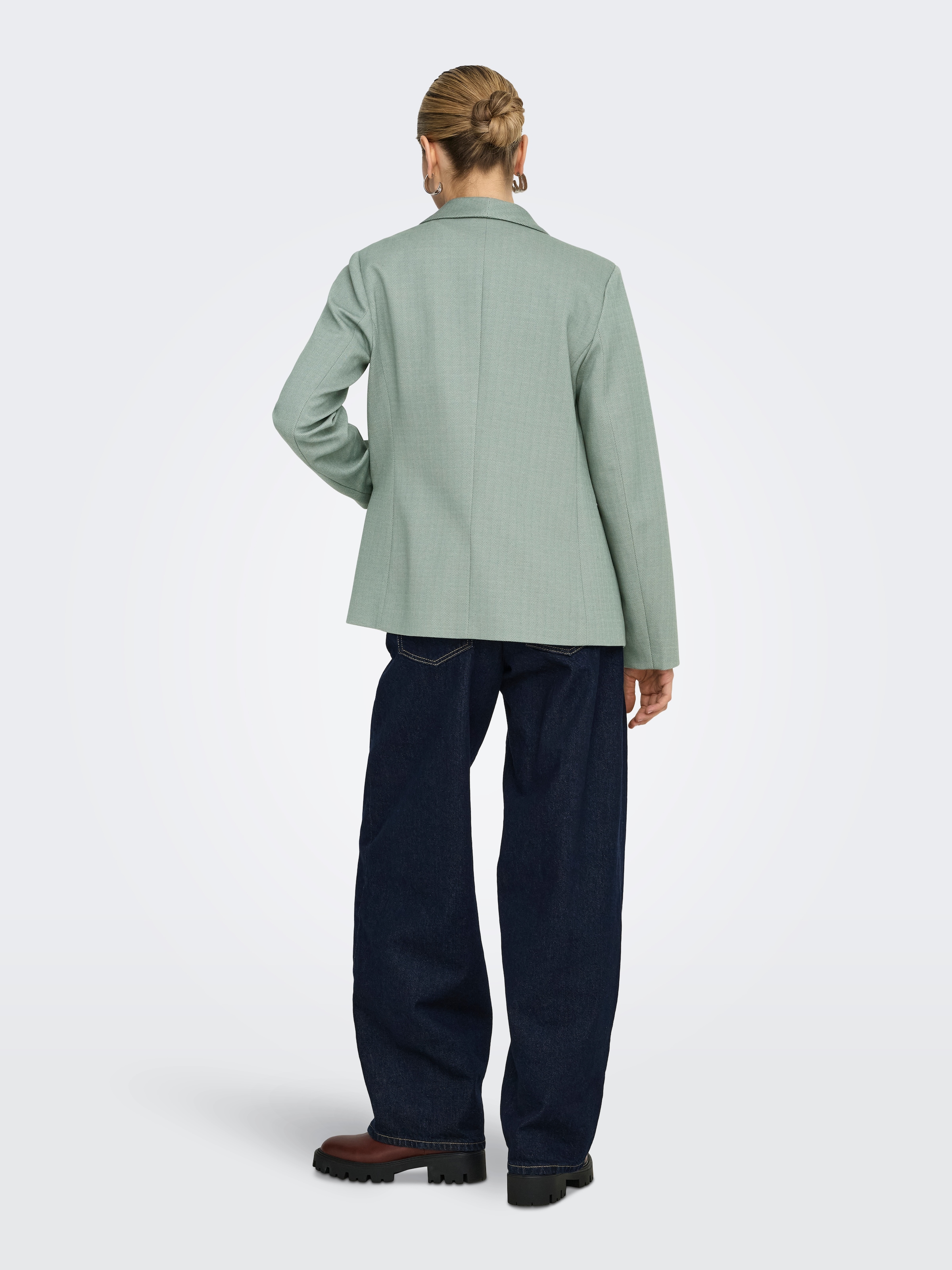 ONLY Longblazer »ONLESKA-ADDY LIFE L/S HB BLAZER CC TLR« mit Reverskragen, verschlusslose Form, Fischgratmuster