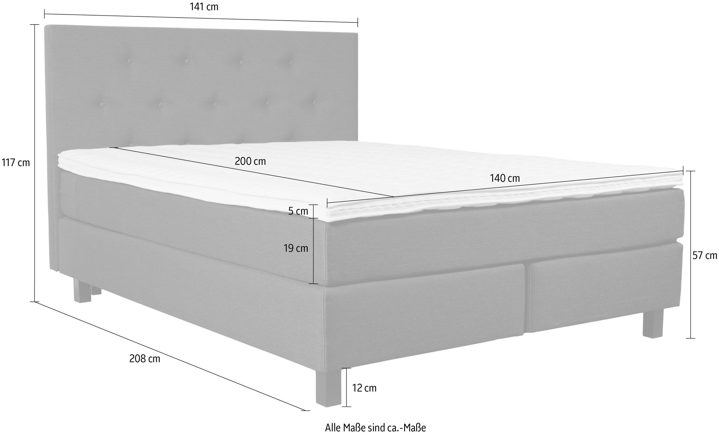 INOSIGN Boxspringbett »Alenika«, mit LED - Beleuchtung, mit Taschen-Federkernmatratze