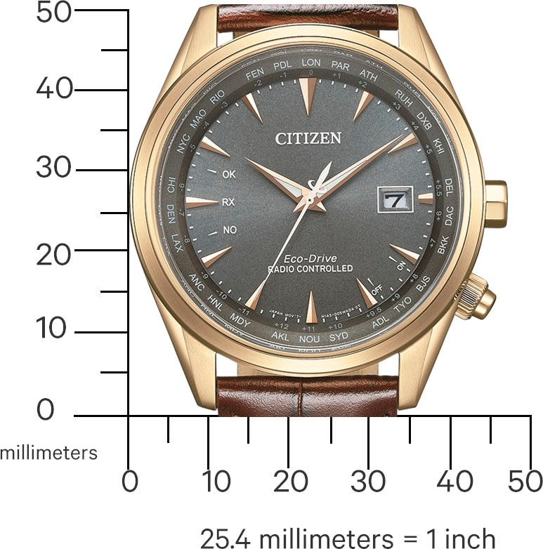 Citizen Funkuhr, Armbanduhr, Herrenuhr, Solar, Lederarmband, Saphirglas, Datum