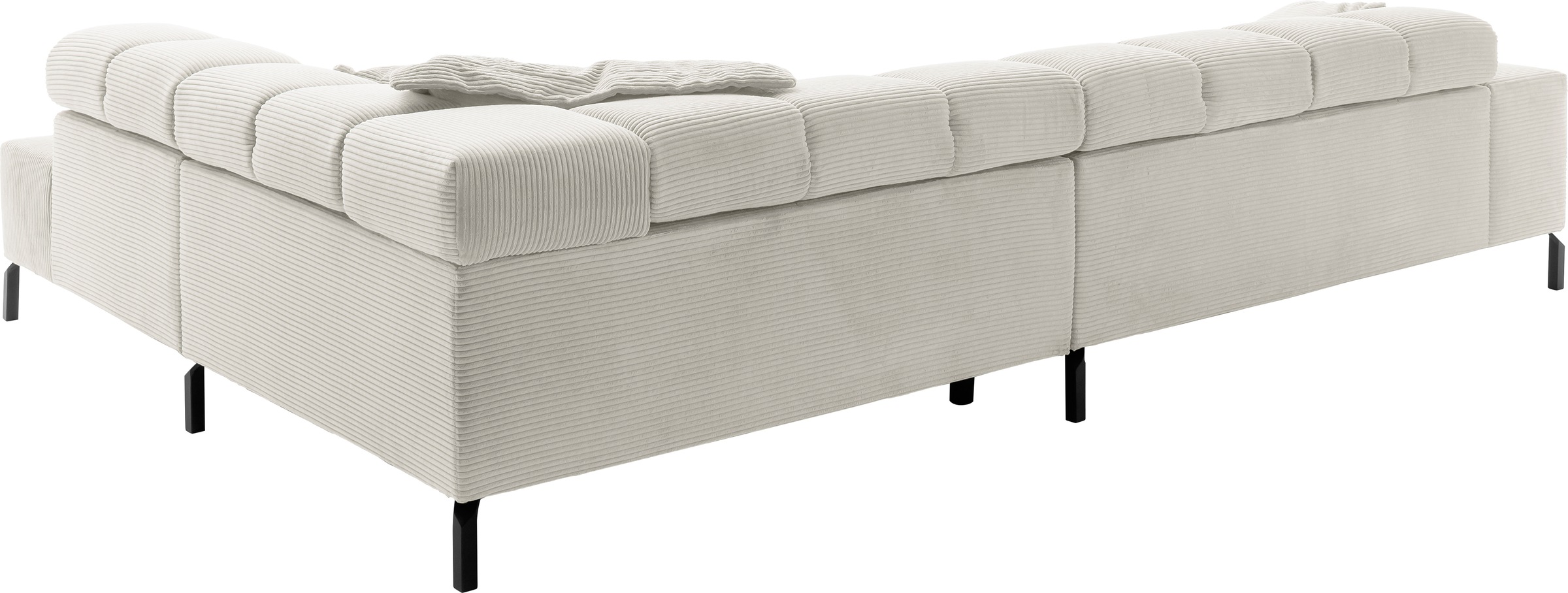 INOSIGN Ecksofa »Ancona New, wahlweise motorische Sitztiefenverstellung, auch in Cord«, feine Steppung, mit Kopfteilverstellung, 3 Zierkissen, L-Form