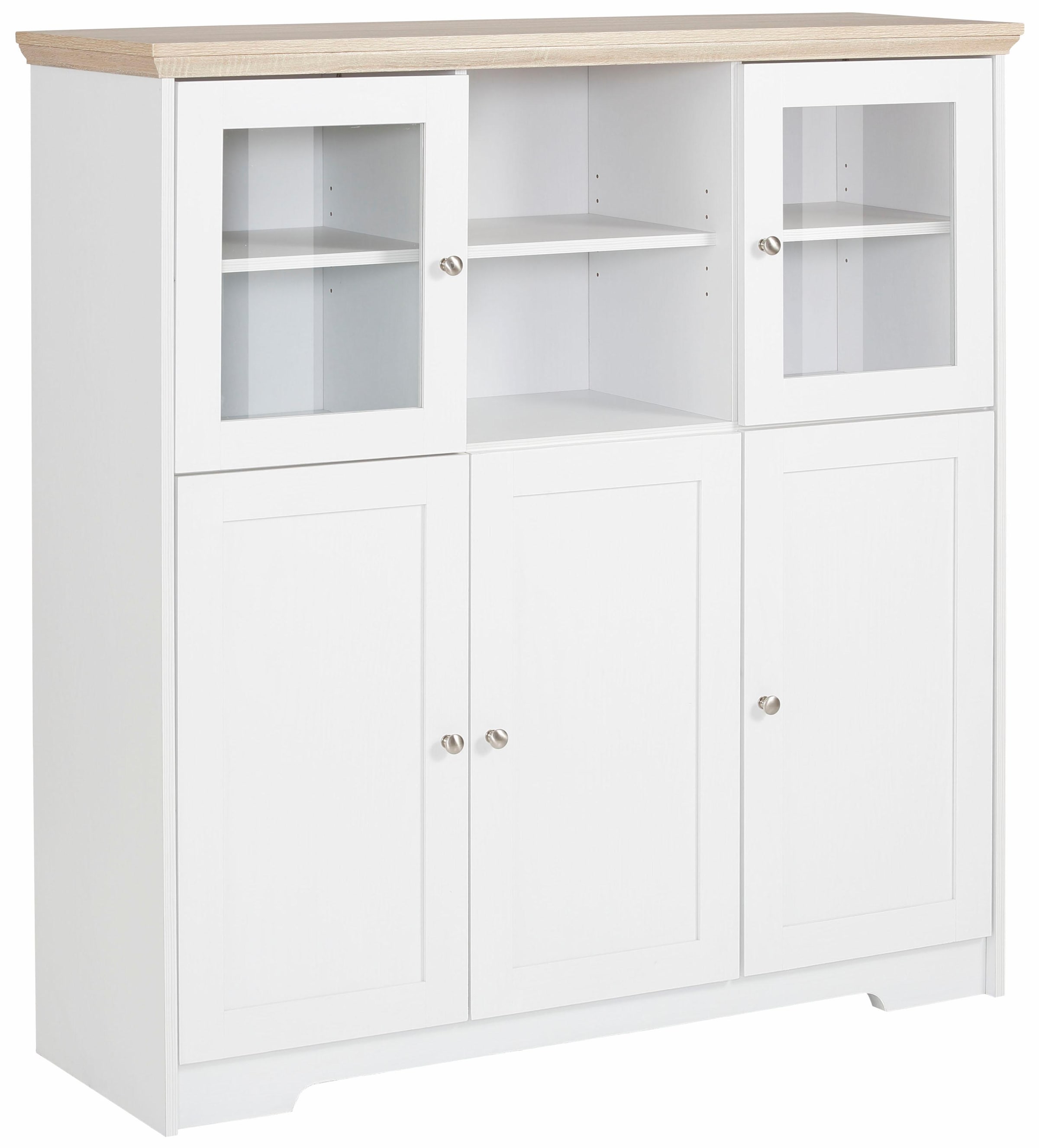 Home affaire Highboard »Nanna«, Vitrine in Eichen-Optik, Breite 118 cm