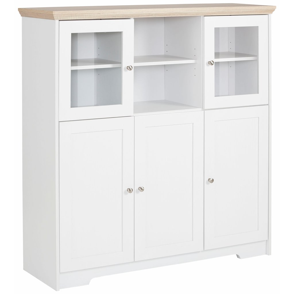 Home affaire Highboard »Nanna«, in duroplastischer Oberfläche Folien Eichen-Optik, Breite 118 cm