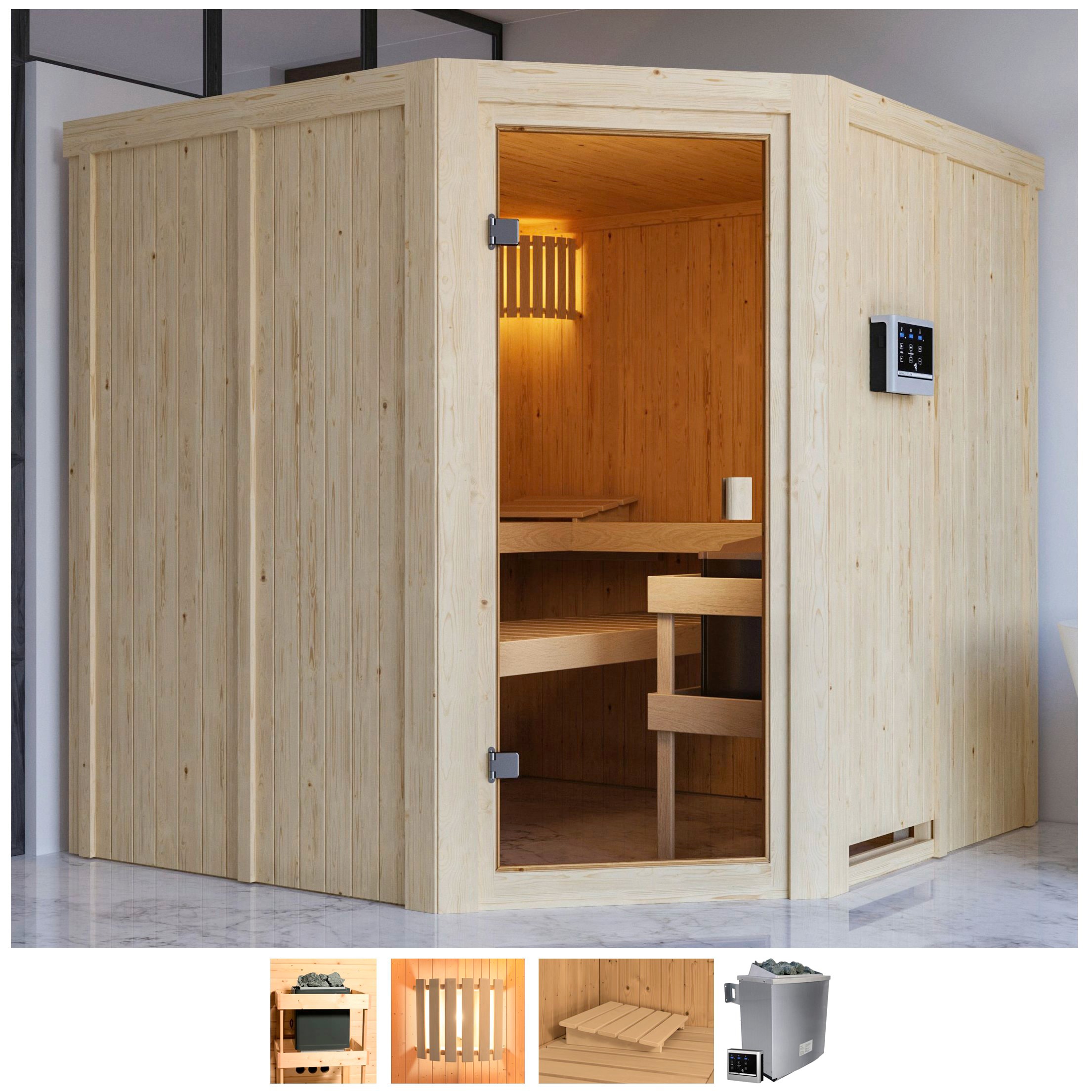 welltime Sauna »Käthe«, 9-kW-Ofen mit ext. Steuerung günstig online kaufen