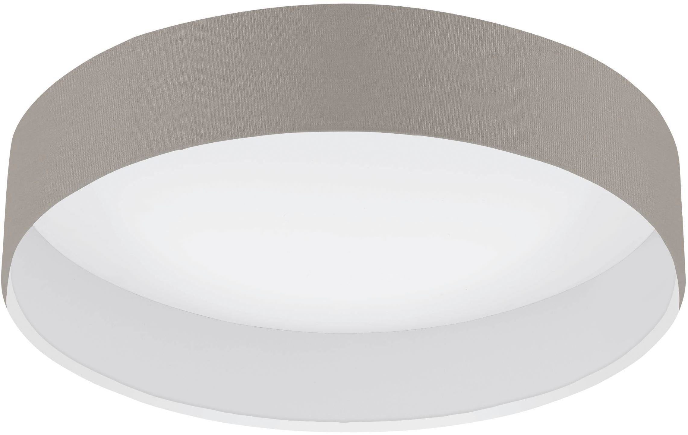 EGLO Deckenleuchte »Pasteri Deckenlampe, Lampe Decke, Esszimmerlampe, Kunststoff und Stoff« LED-Modul 1 Stk. Warmweiß Textil Deckenleuchte, Wohnzimmerlampe, Farbe: Taupe, weiß, Ø: 32 cm