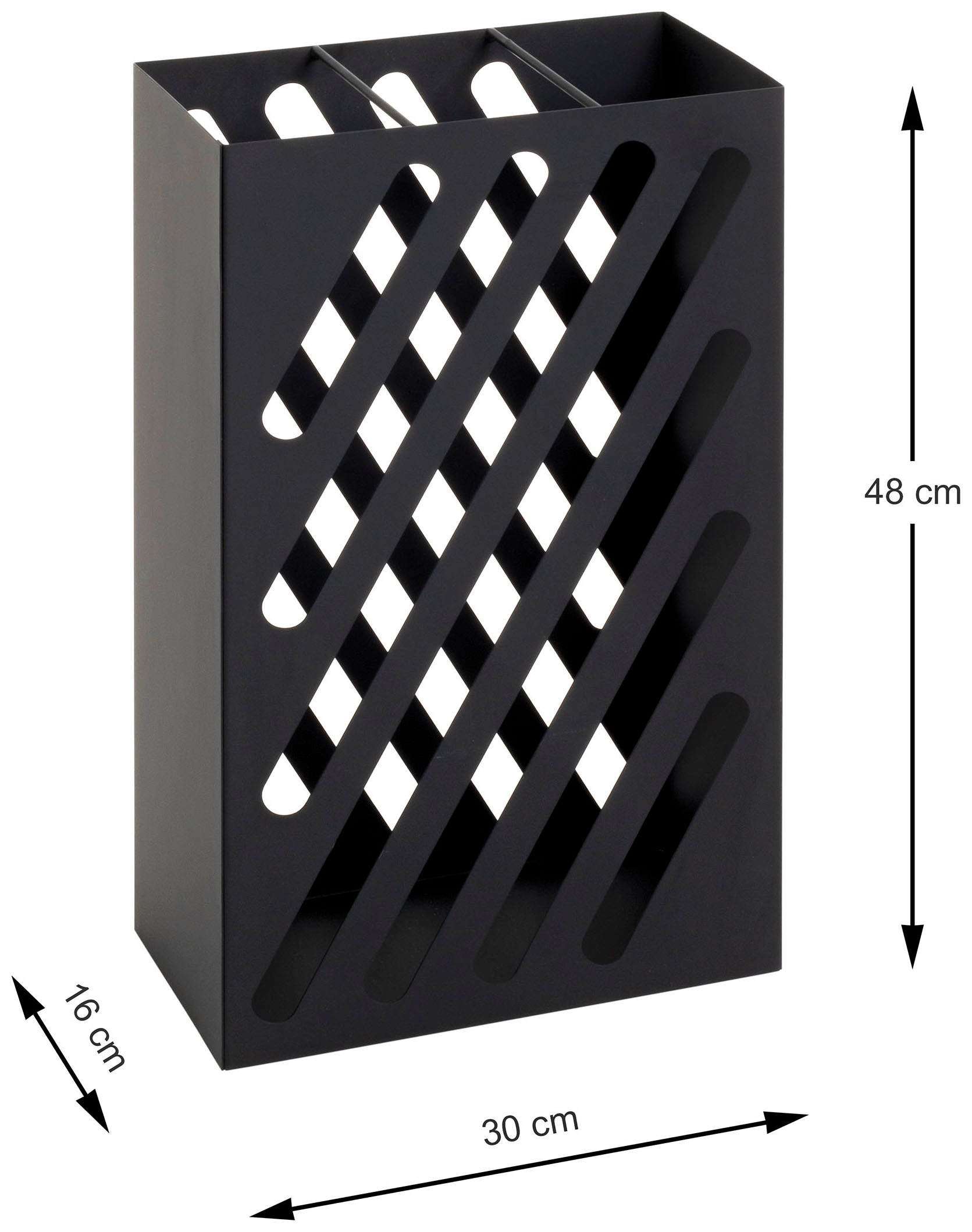 HAKU Schirmständer »Regenschirmständer, Schirmkorb« rechteckig - aus Metall Schwarz - B/T/H 30/16/48 cm