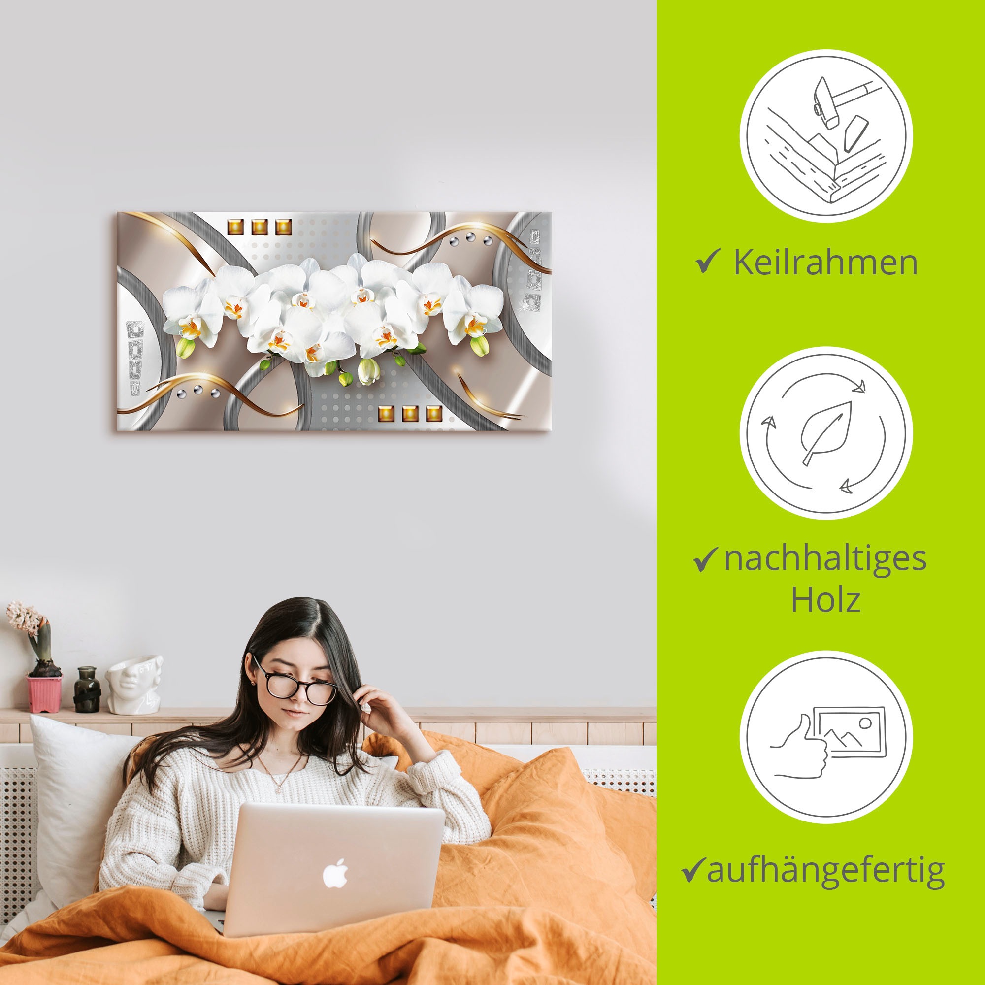 Artland Wandbild »Orchideen mit Elementen«, Blumen, (1 St.), als Leinwandbild, Poster in verschied. Größen