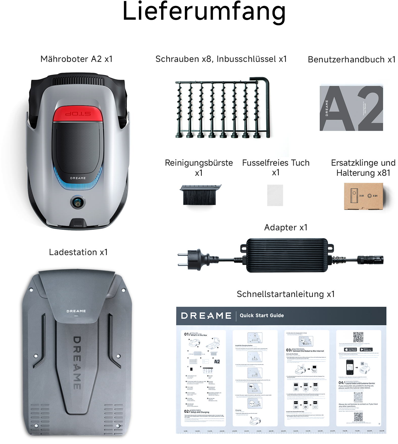 Dreame Rasenmähroboter »A2 1200«  Kantenschnittsystem, automatische Begrenzungseinrichtung, KI-Kamera
