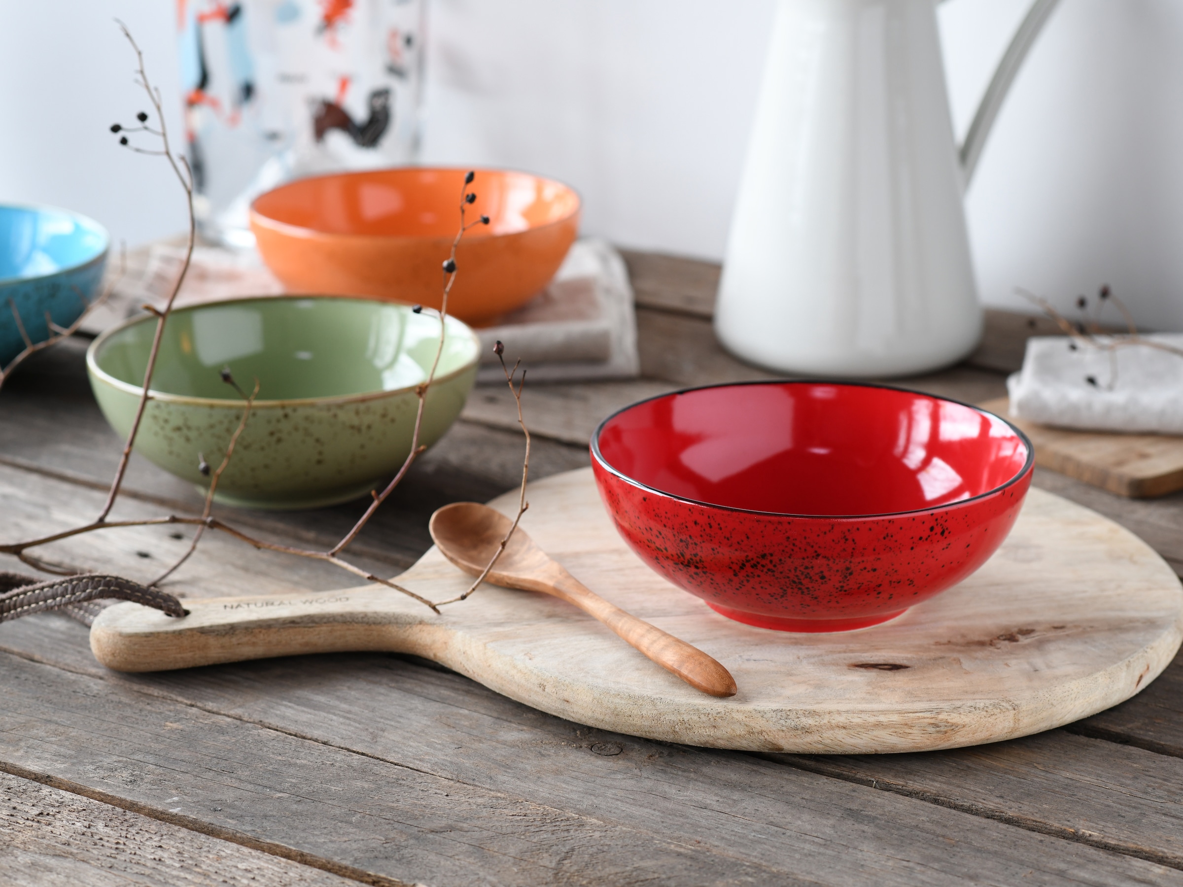 CreaTable Schale »Nature Collection, Bowl Set 12-tlg«, 12 tlg., aus Steinzeug, Handwerklicher Look, Vintage
