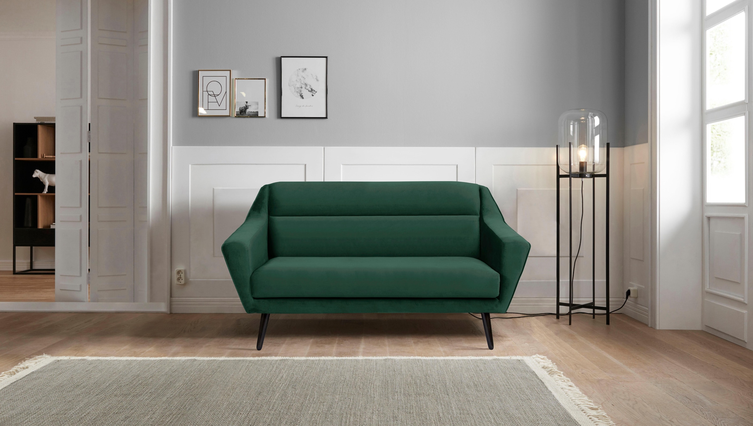 OTTO home 2-Sitzer »Bille« mit Naht im Rückenkissen und Eiche-Beinen, Desig günstig online kaufen