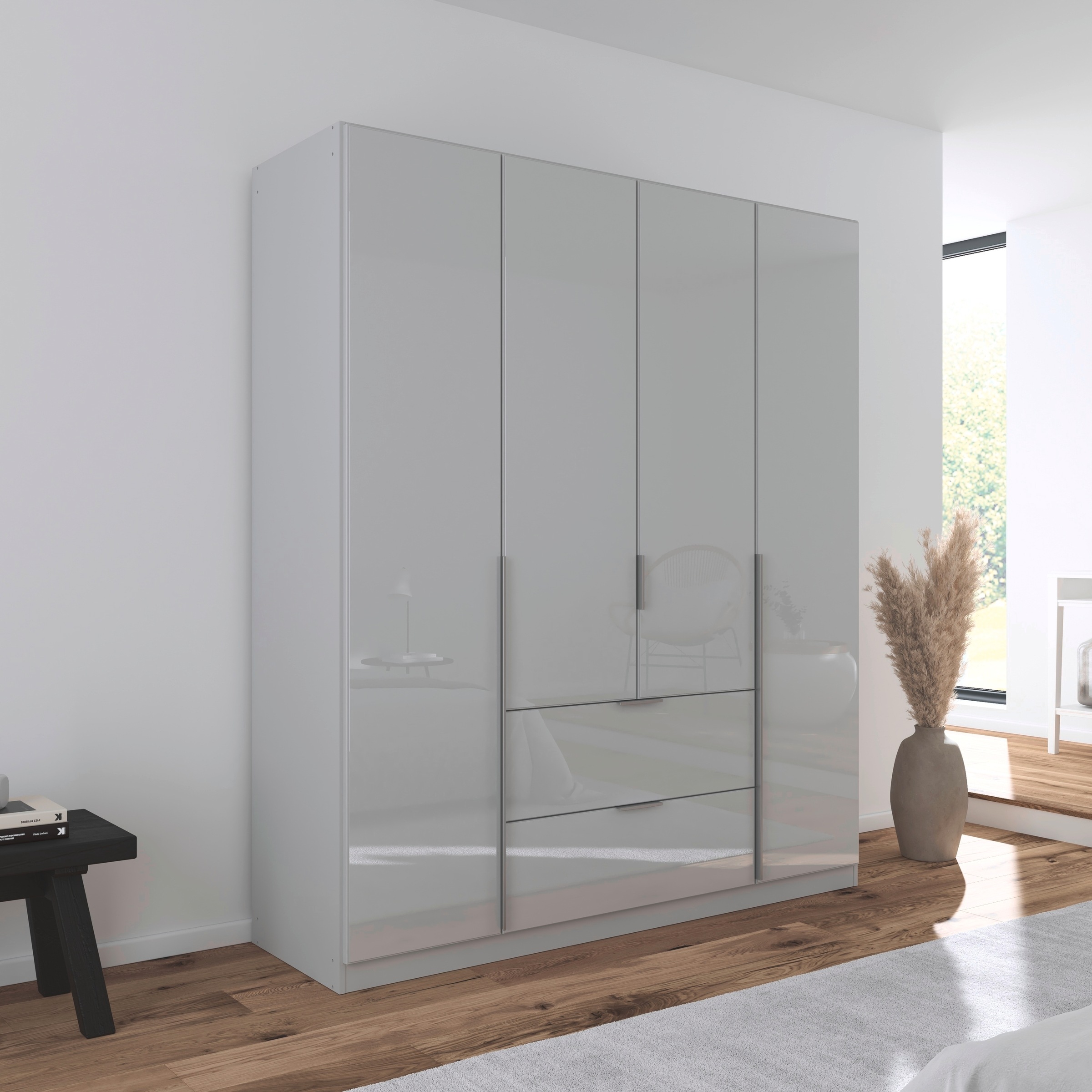 rauch Drehtürenschrank »Kleiderschrank Kleiderschränke Schrank Garderobe AGORDO mit Glasfront«, mit Außenschubkästen, in 6 Breiten und 2 Höhen MADE IN GERMANY