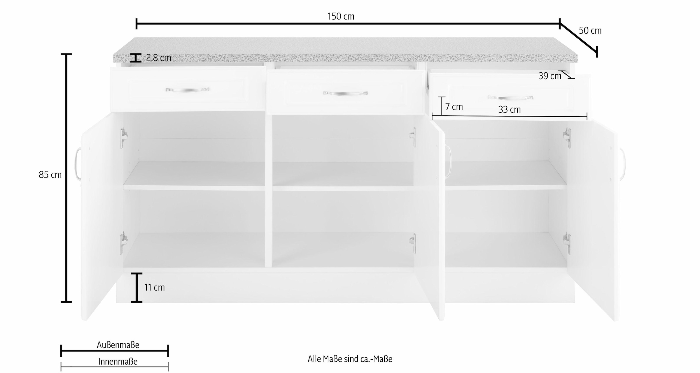 wiho Küchen Unterschrank »Linz«, 150 breit online cm kaufen