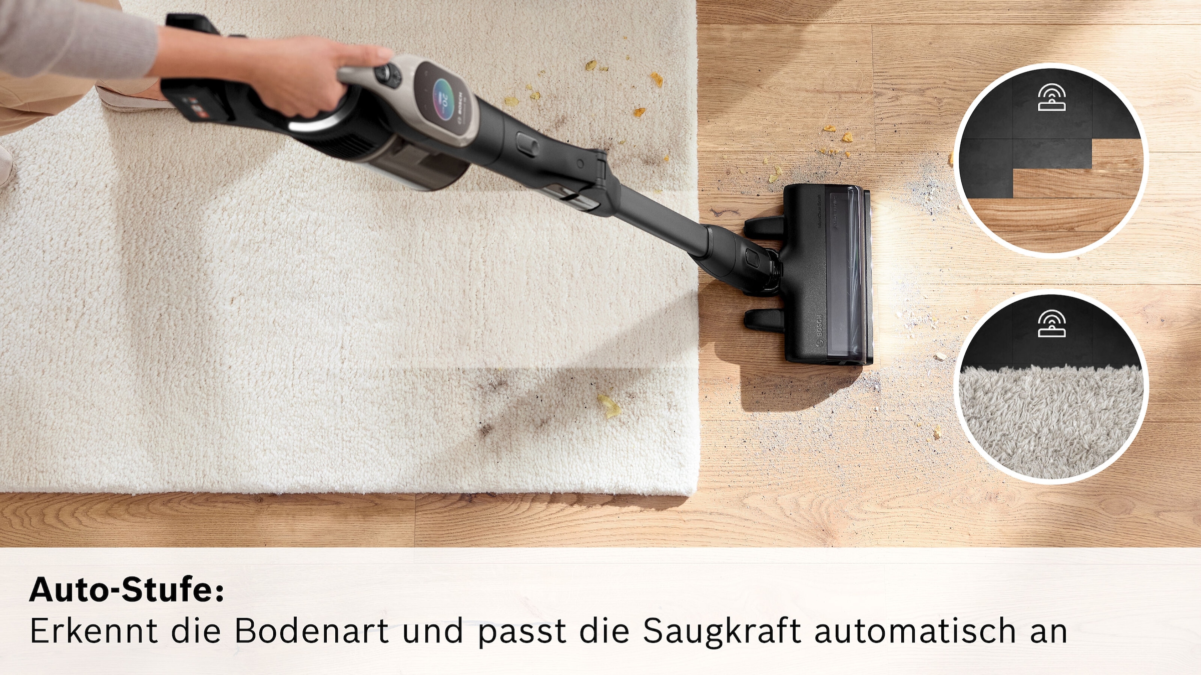 BOSCH Akku-Stielstaubsauger »Unlimited 10 BKS1051GQC, MicroClean™ Technology, Display, Knickrohr«, HEPA-Filtersystem, 10 Jahre Motorgarantie, Schnellladegerät, grau