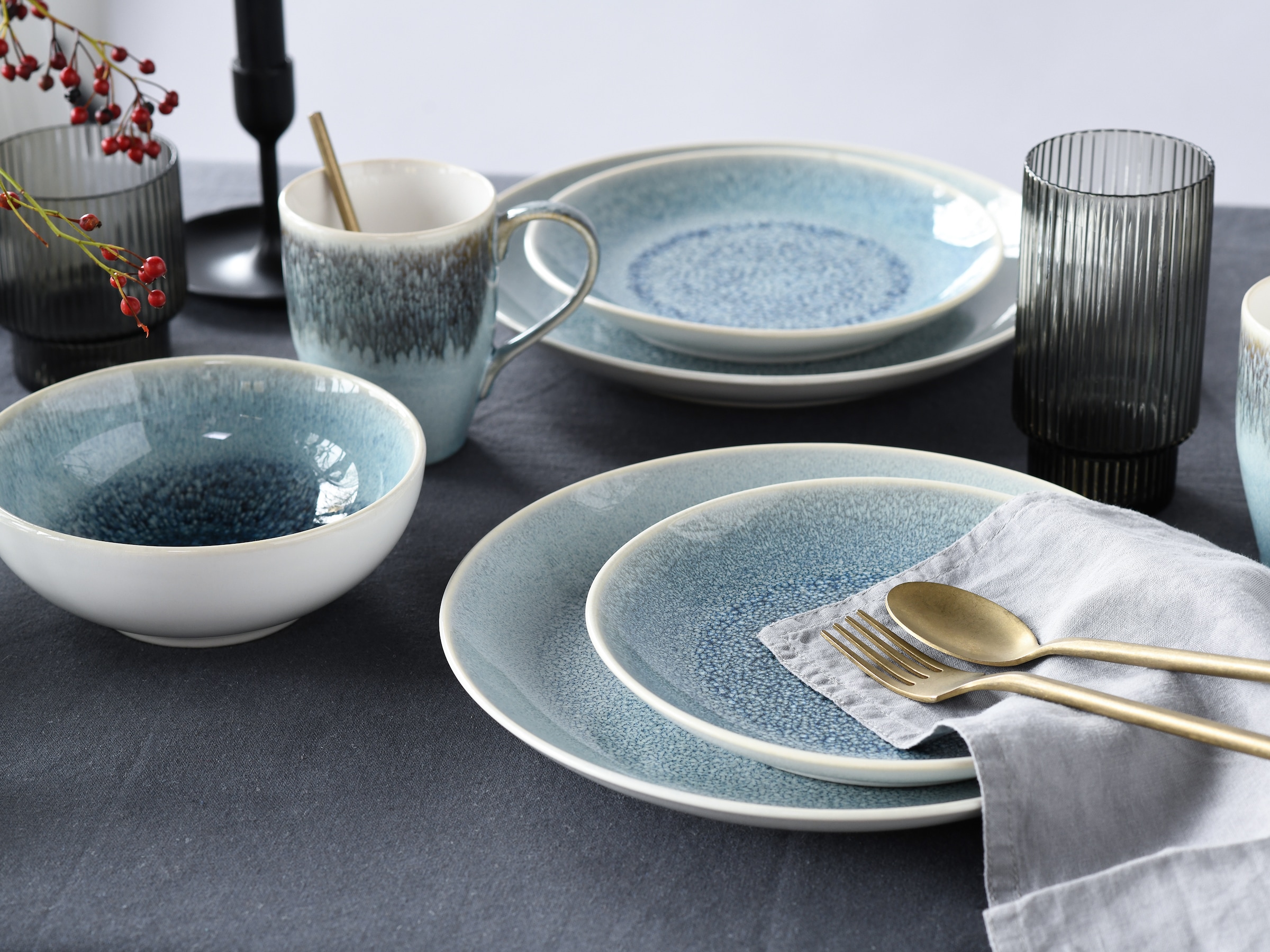 CreaTable Kombiservice »Caldera«, (Set, 8 tlg.), irisierende Glasur