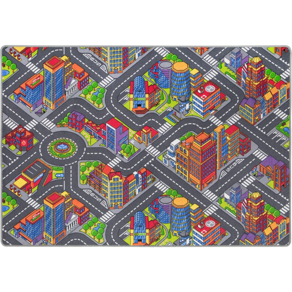 Andiamo Kinderteppich »Big City«, rechteckig, 7 mm Höhe, Straßen-Spiel-Teppich, Straßenbreite: 8,5 cm, Kinderzimmer