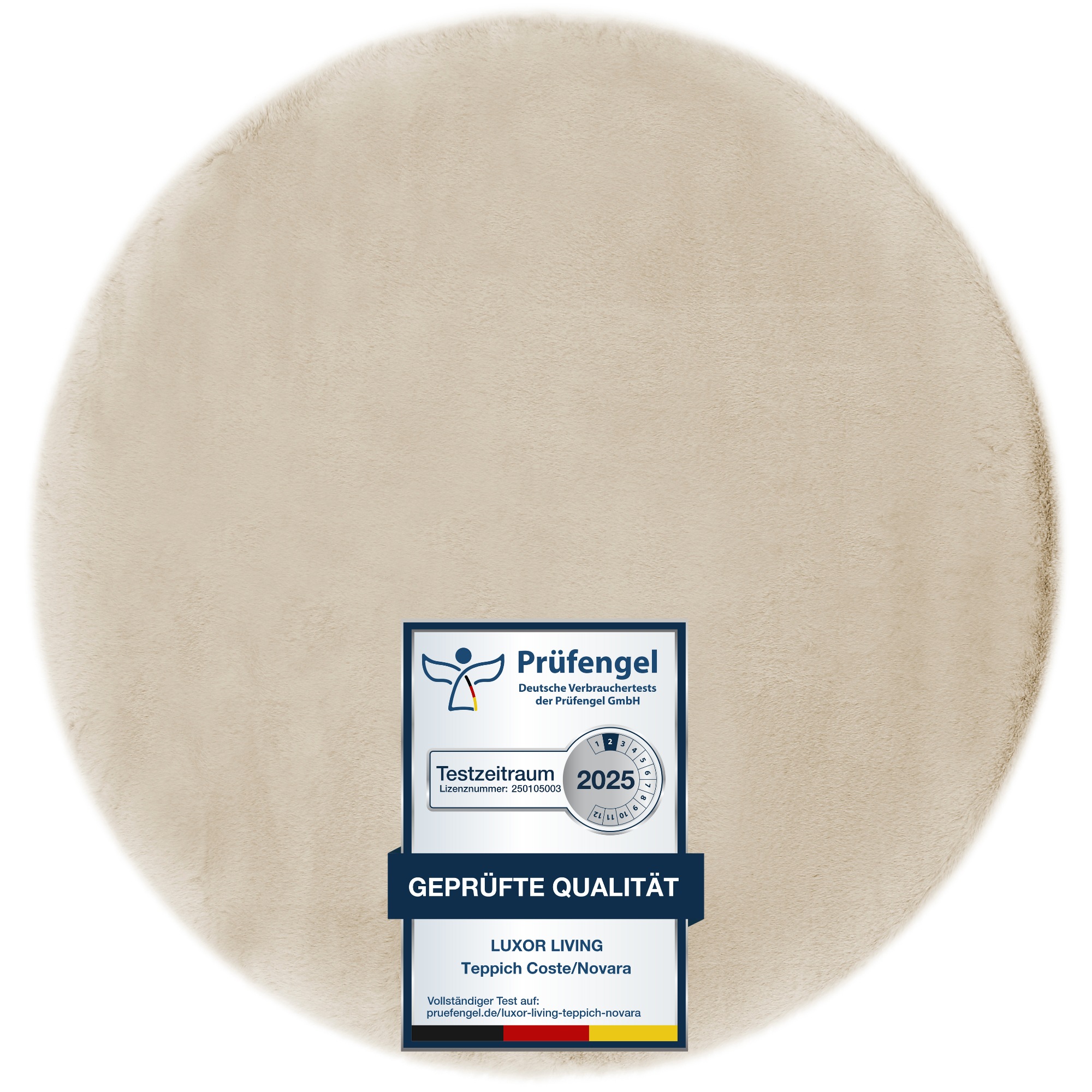 LUXOR living Fellteppich »Novara«, rund, 30 mm Höhe, Kunstfell, Kaninchenfell-Haptik, besonders weicher Hochflor