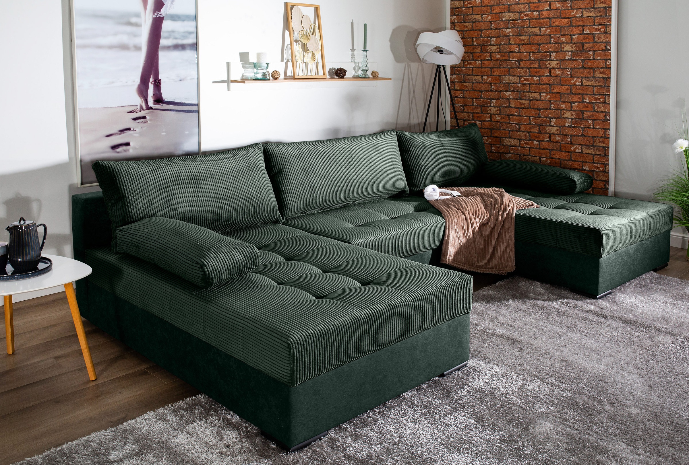 COLLECTION AB Wohnlandschaft »Josy U-Form, B: 307 cm«, mit Bettfunktion & B günstig online kaufen