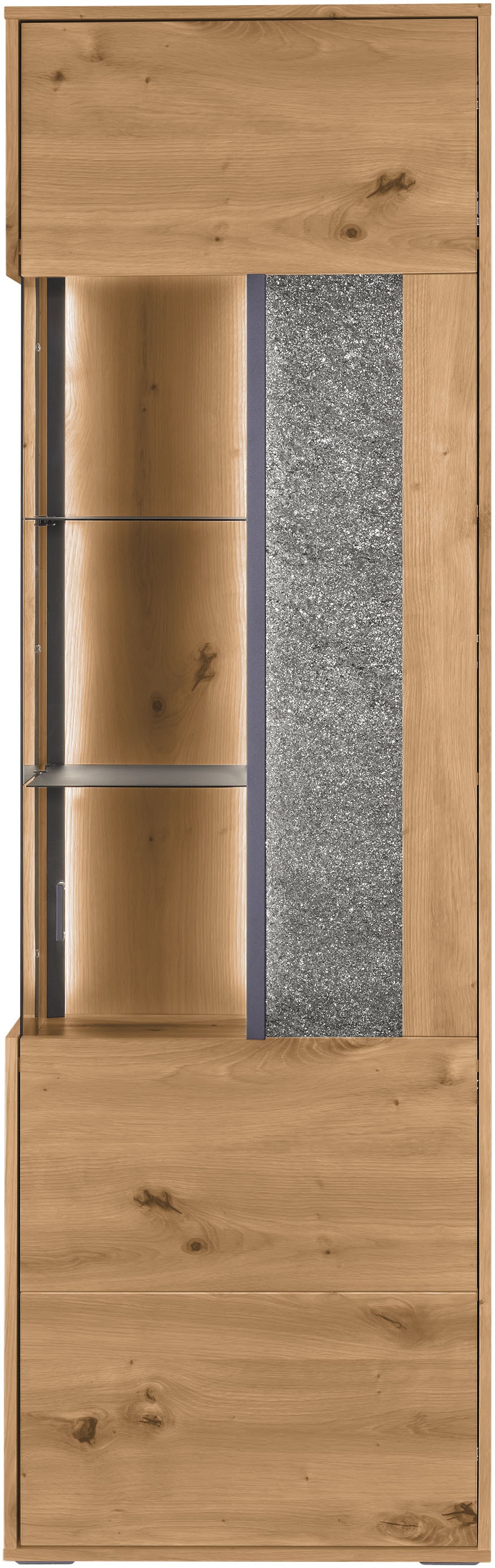 set one by Musterring Vitrine »Deltona«, mit Sandsteinelement, inkl. Beleuchtung, zwei Farben, B64 x H204 cm