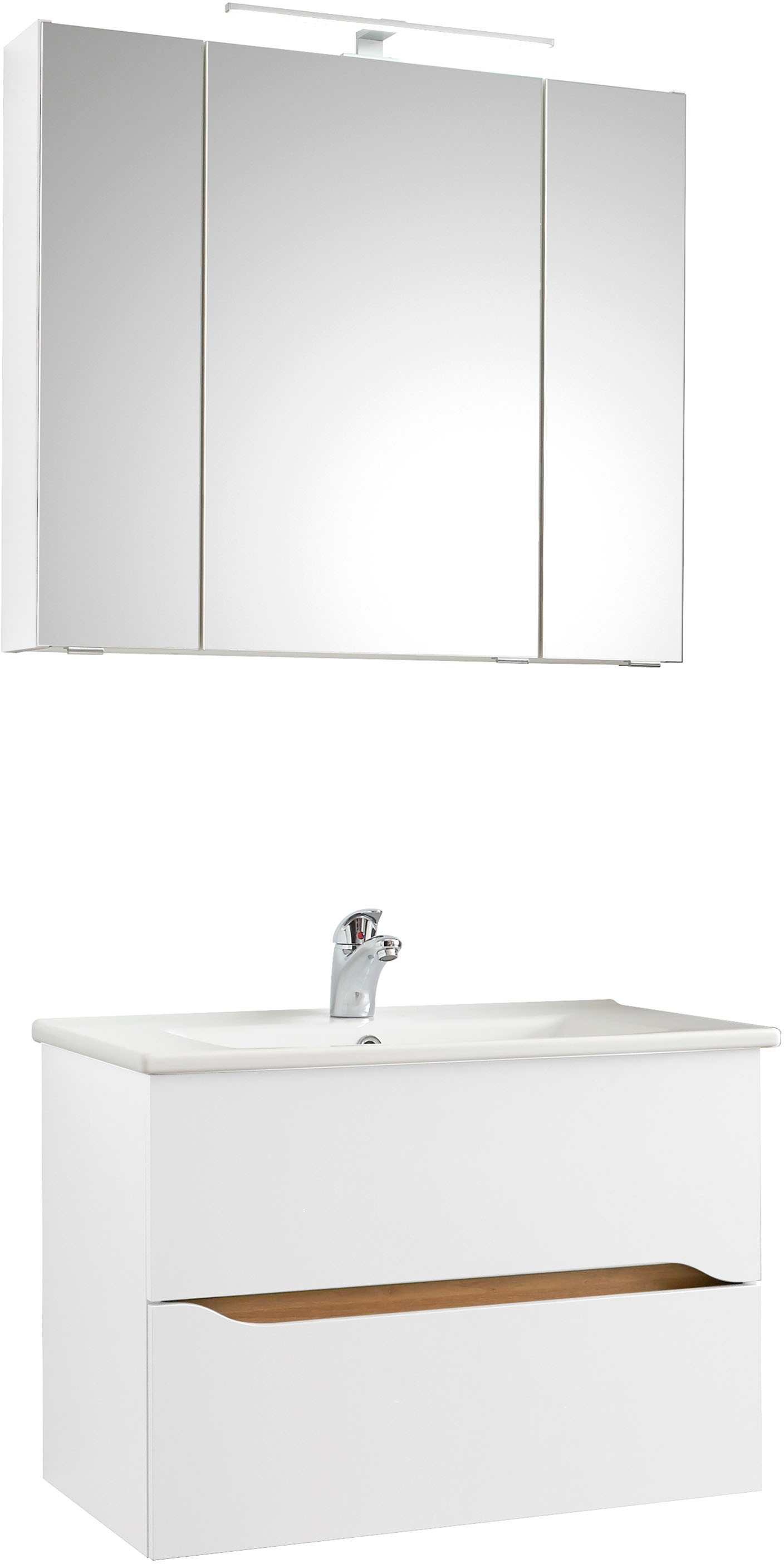Saphir Badmöbel-Set »Quickset 2-teilig, Keramikwaschtisch mit LED-Spiegelsc günstig online kaufen