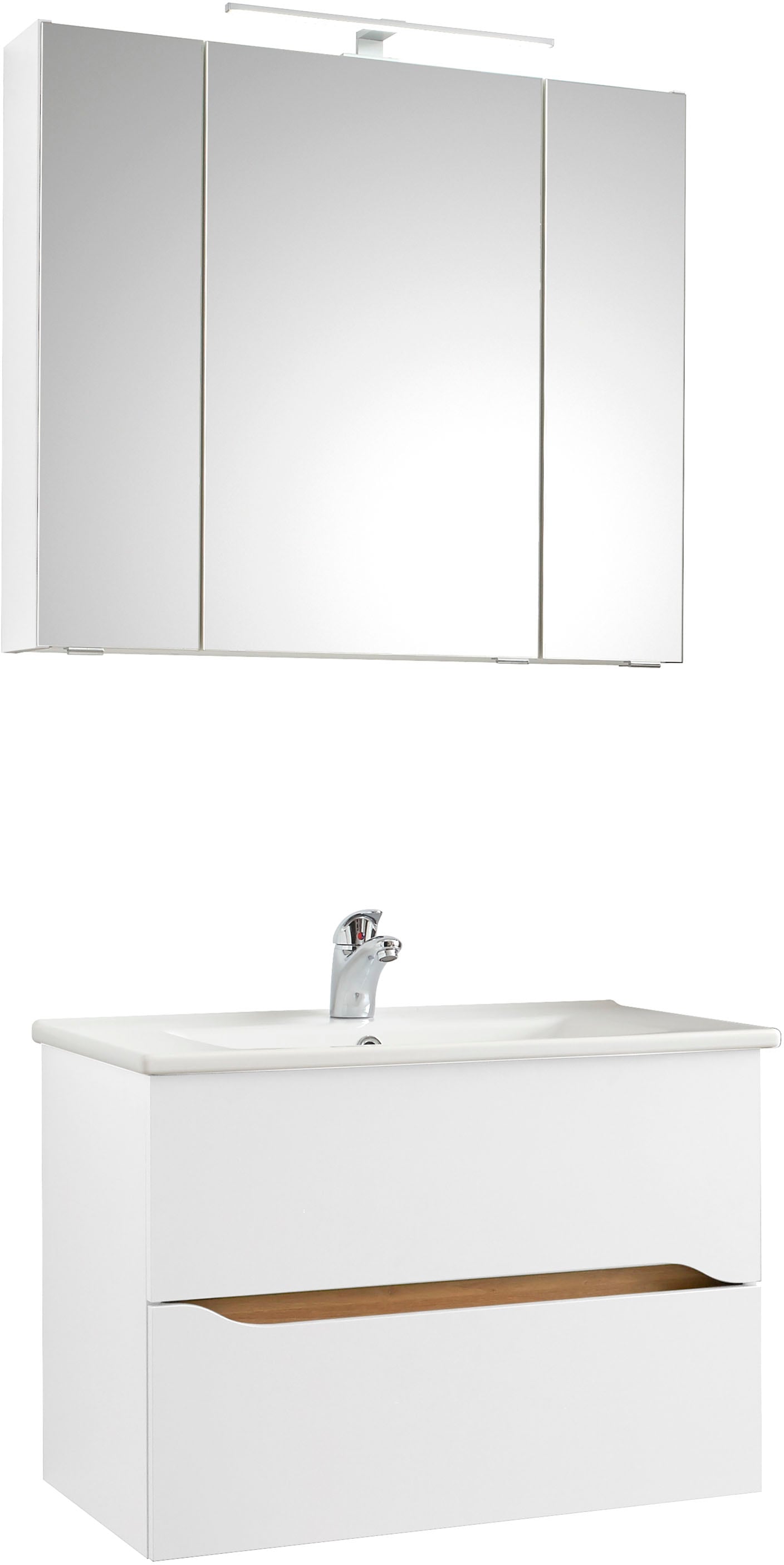 Saphir Badmöbel-Set »Quickset 2-teilig, Keramikwaschtisch mit LED-Spiegelsc günstig online kaufen