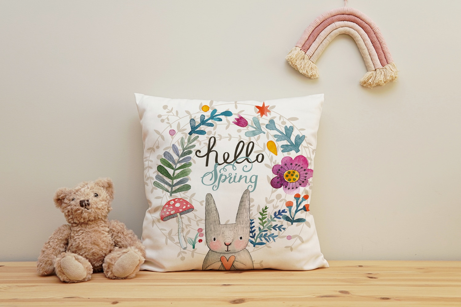 queence Dekokissen »Willow«, Kissenhülle,Hello Spring,Hase,Ostern,Frühlingsmotiv,Niedlich