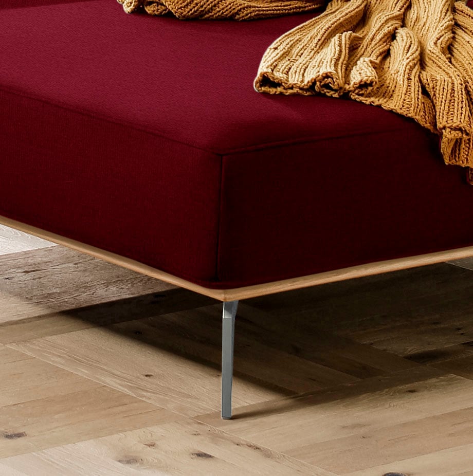 W.SCHILLIG Ecksofa »run, Designsofa mit tollem Sitzkomfort, bequem, L-Form«, mit elegantem Holzsockel, Füße in Silber matt, Breite 279 cm