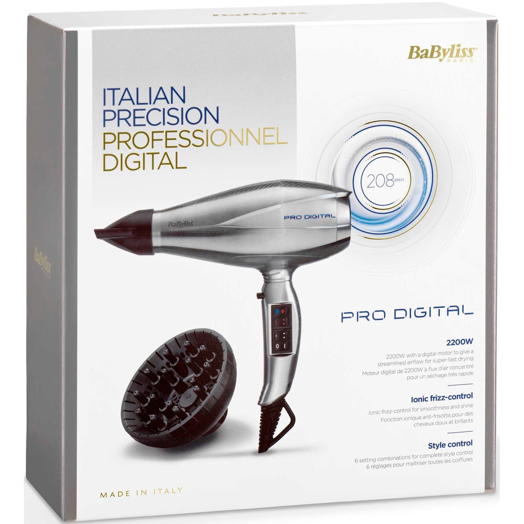 BaByliss Haartrockner »6000E Pro Digital«, 2200 W, 3 Aufsätze