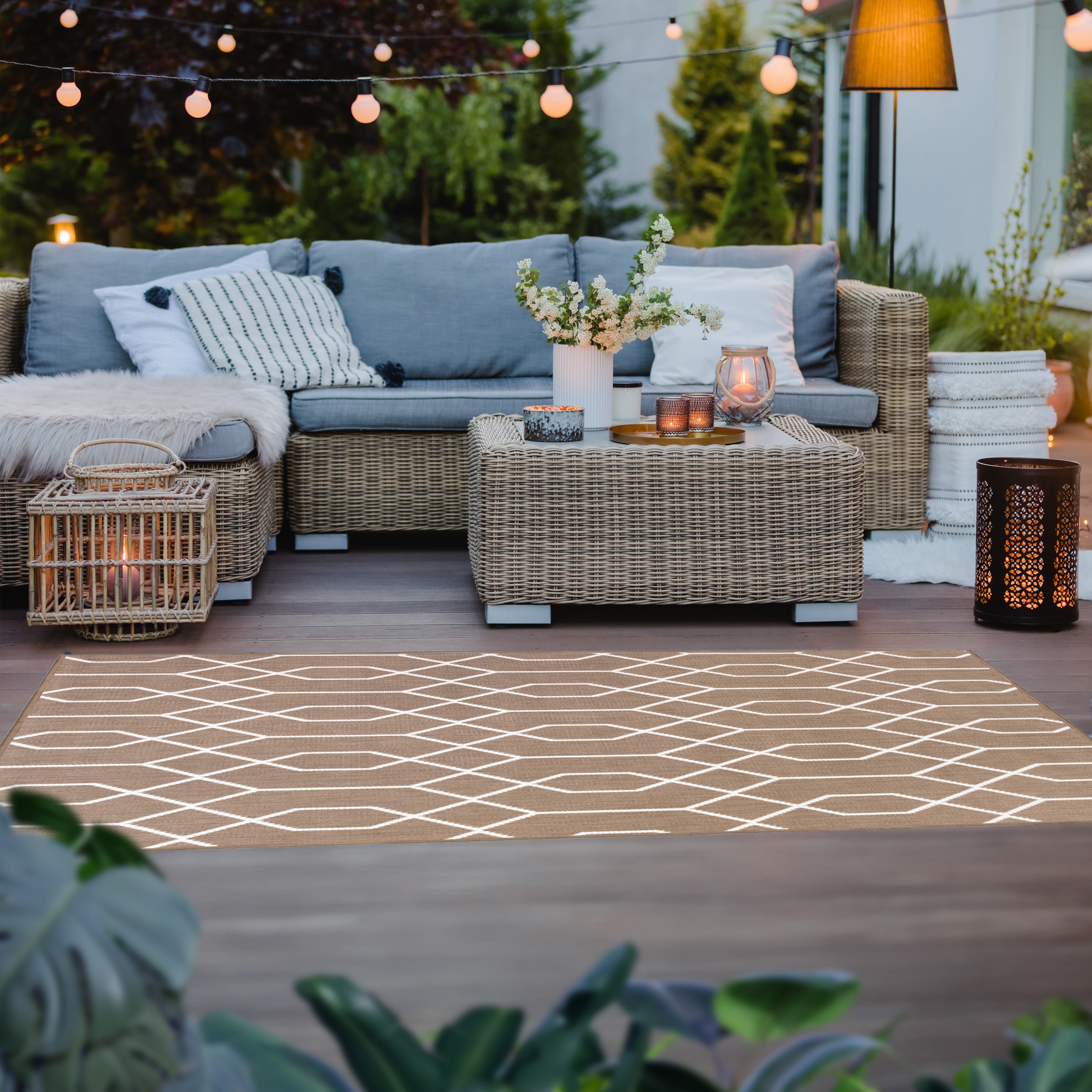Primaflor-Ideen in Textil Teppich »Outdoorteppich REVERSO - Geo River«, rechteckig, 5 mm Höhe, Wendeteppich, modernes Design, In- und Outdoor geeignet, wasserfest