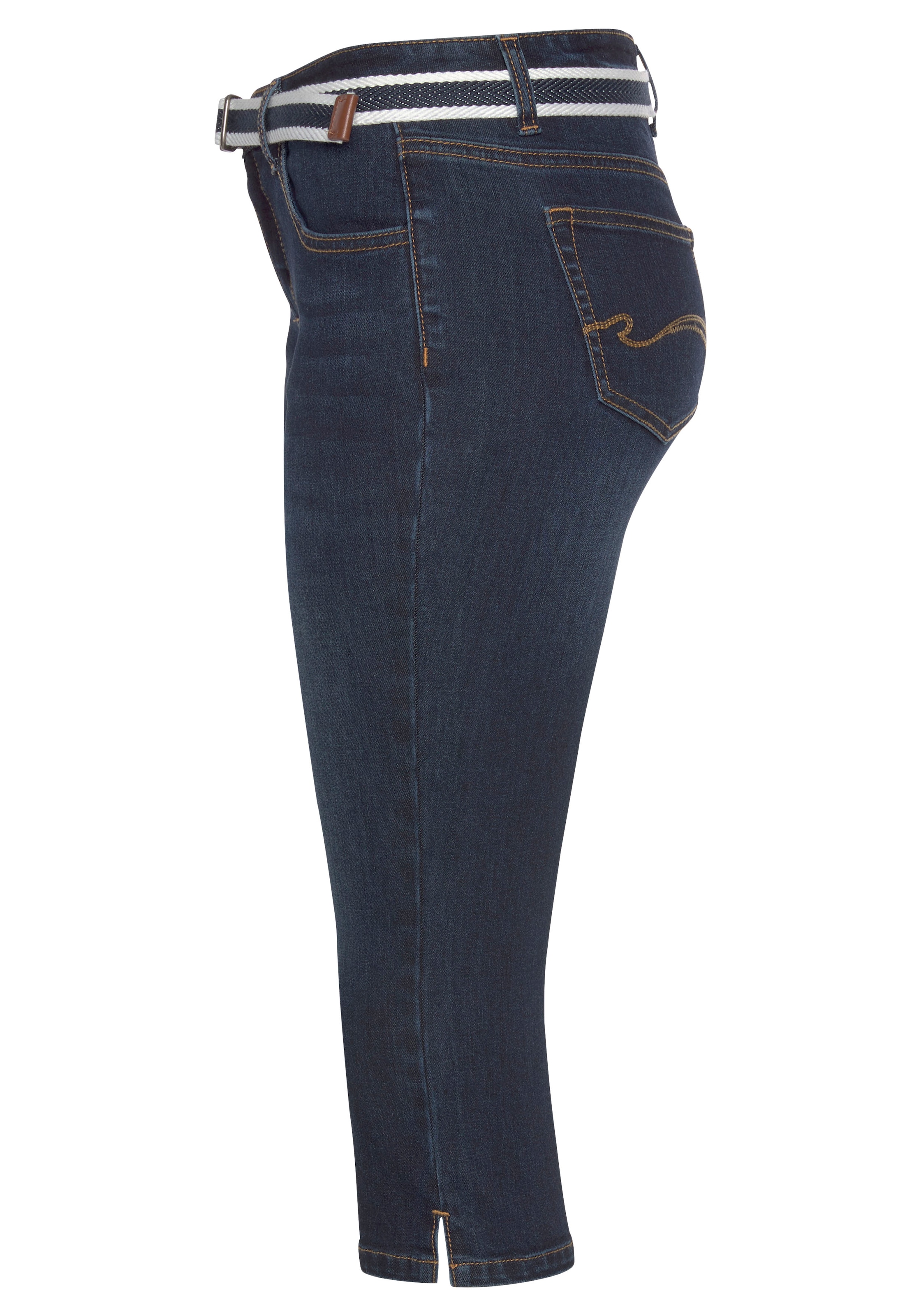 KangaROOS Caprijeans »CAPRI-JEANS mit Gürtel«, (Set, mit abnehmbarem Gürtel), Skinny Fit, mit Schlitz, normale Leibhöhe