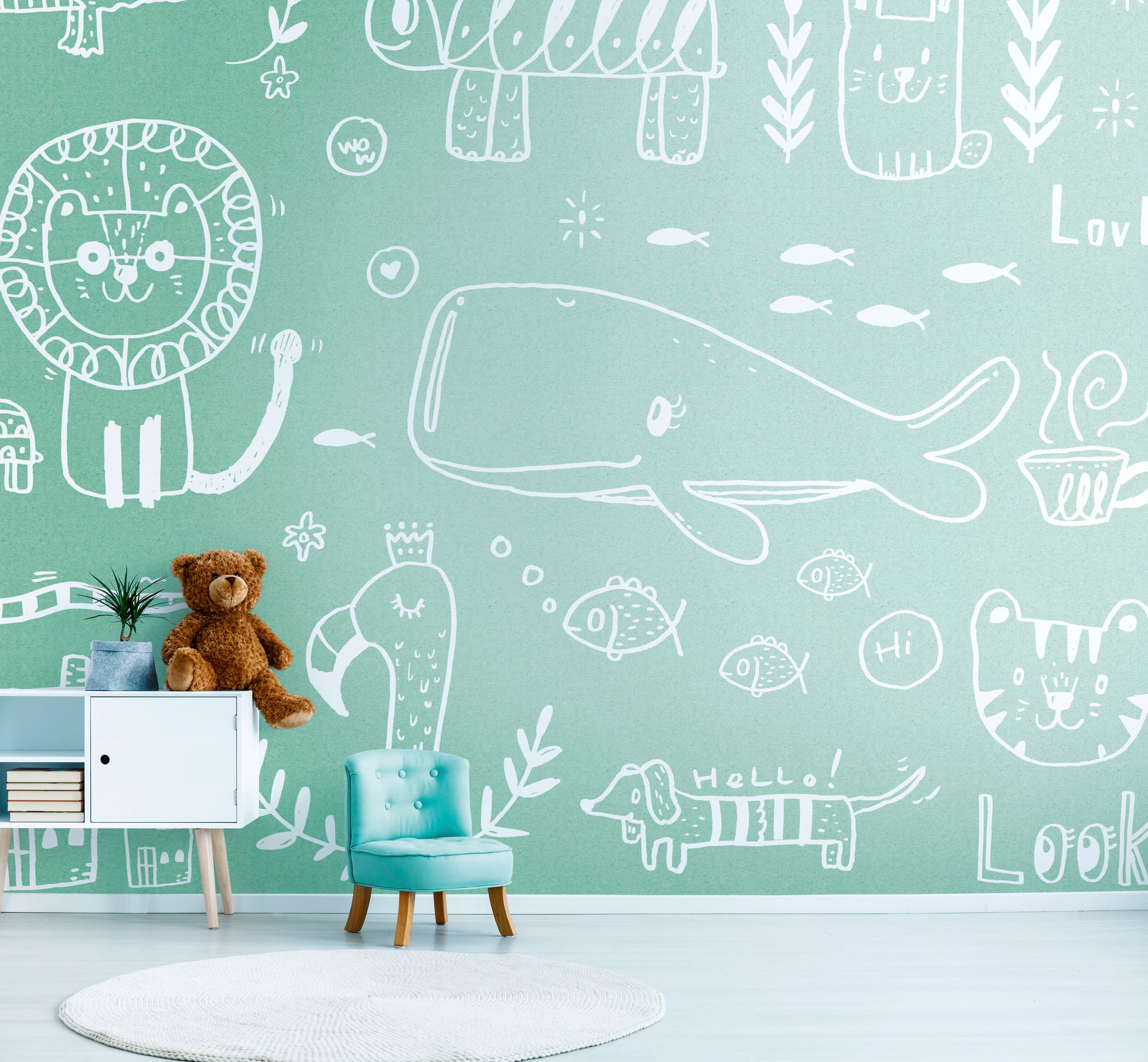 living walls Kindertapete »The Wall«, animal print-Motiv-gemustert, Fototapete Modern Tapete Tiere Tapeten Kinderzimmer modern Design Büro