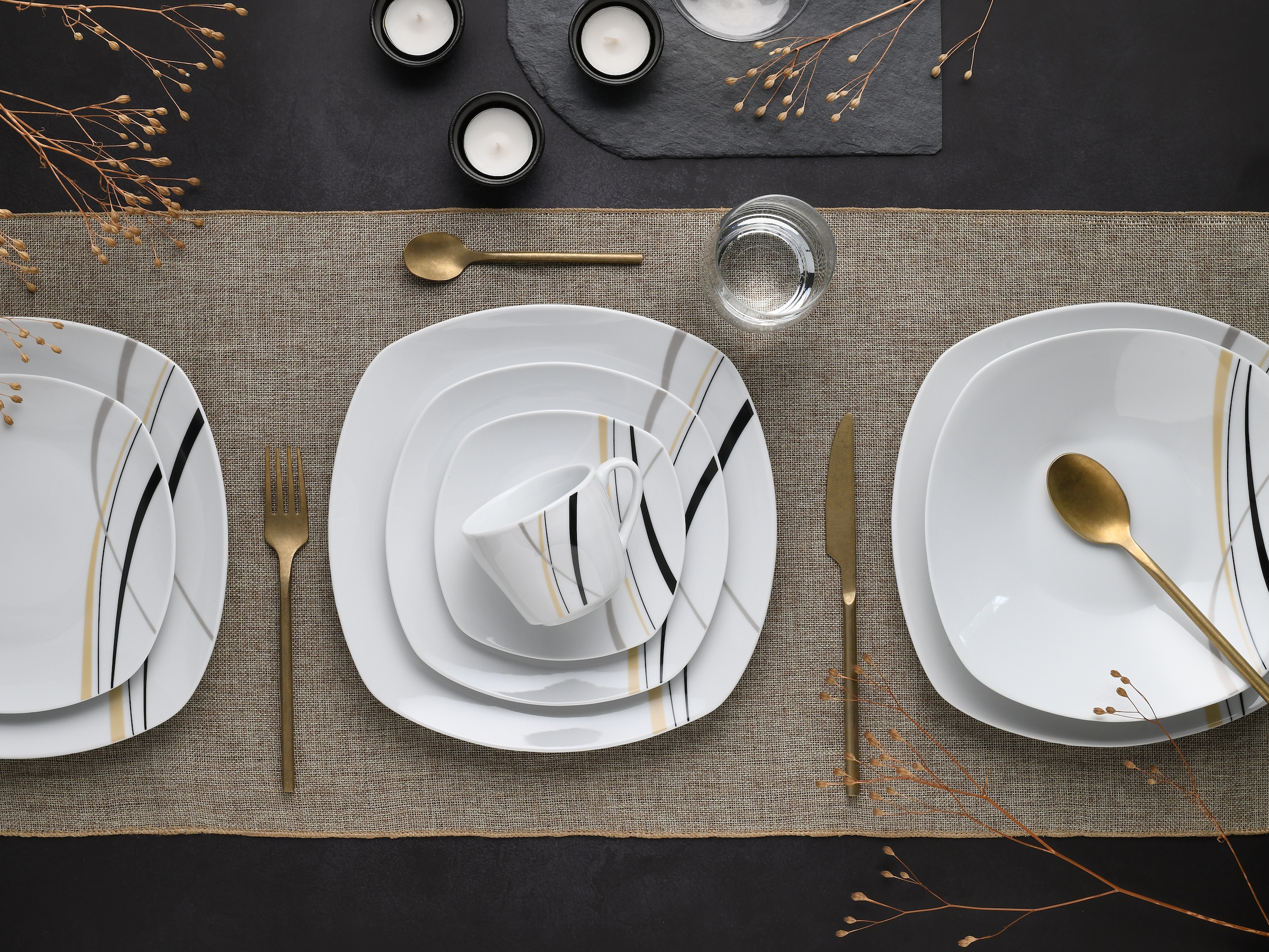 CreaTable Kombiservice »Square City Line, Kombi-Service 30-tlg«, (Set, 30 tlg.), Moderner Urban Style