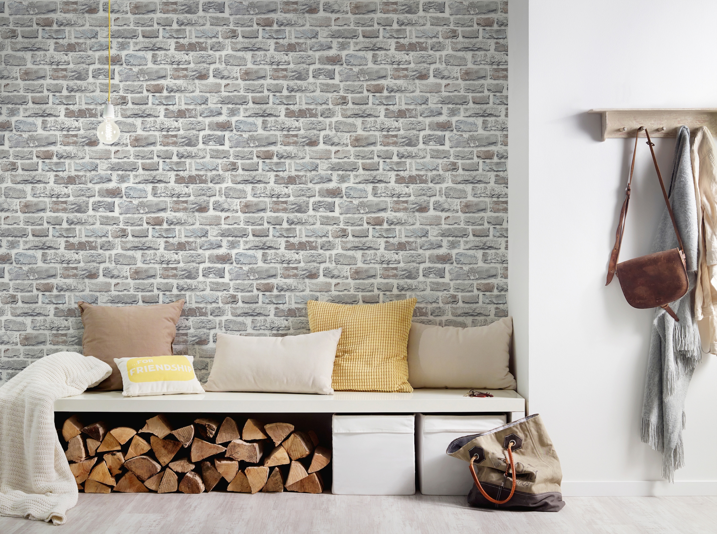 living walls Vliestapete »Neue Bude 2.0«, Steinoptik-gemustert-Motiv, Landhaus Tapete Stein Tapeten Wohnzimmer Schlafzimmer Küche Flur Optik