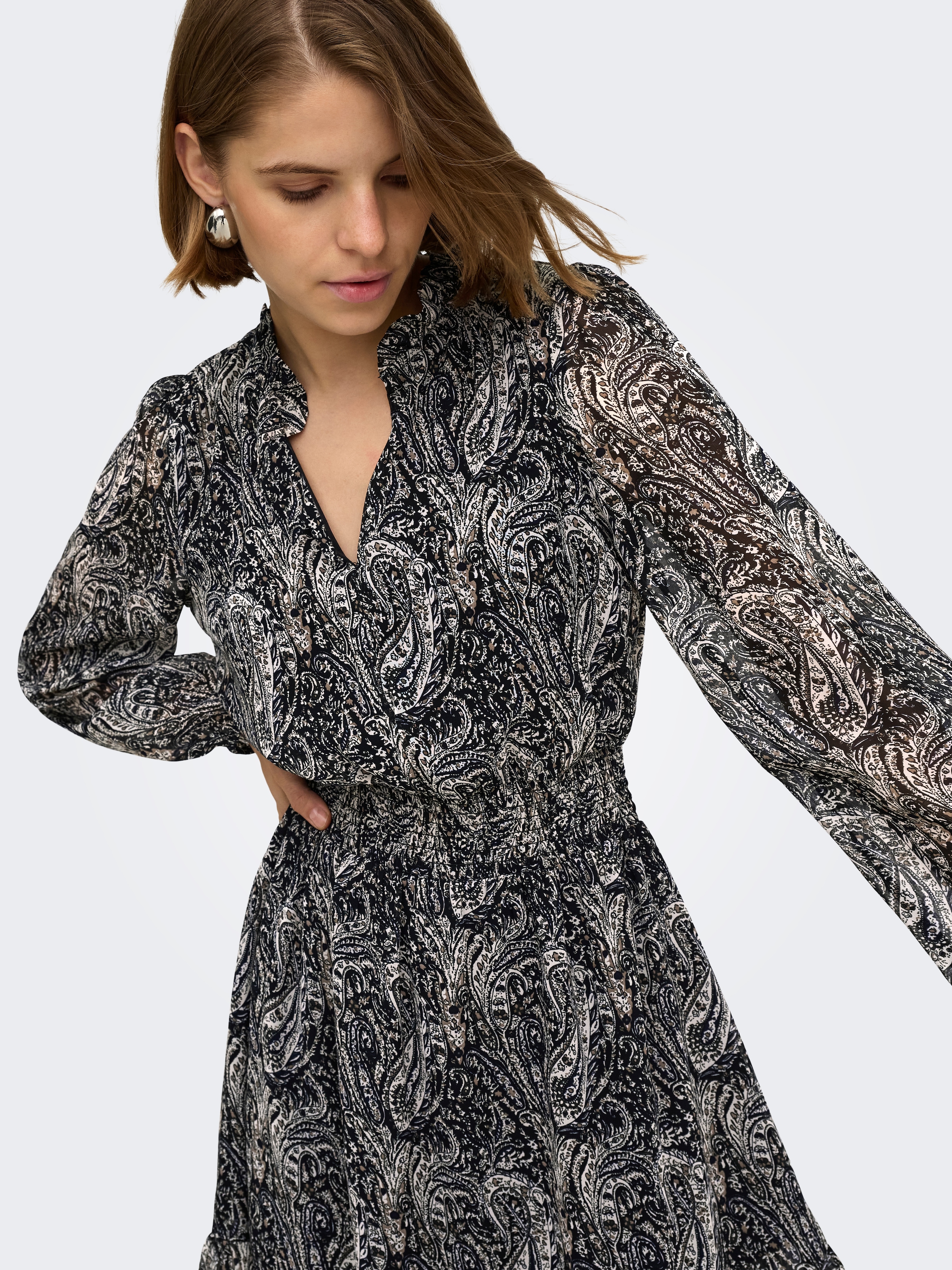 ONLY Chiffonkleid »ONLCAROLINE L/S SHORT DRESS WVN NOOS« Polyester
