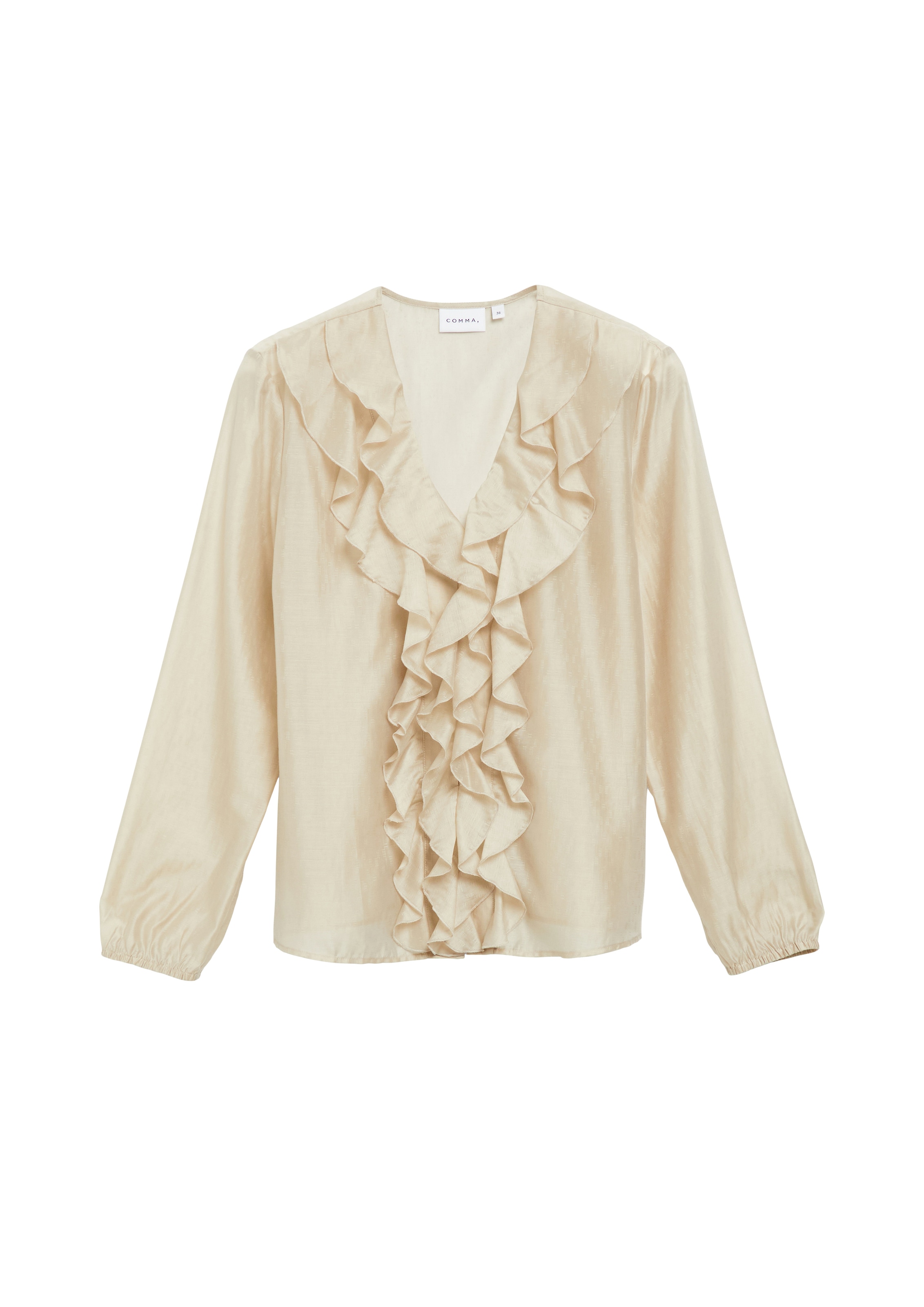 Comma Langarmbluse Leicht transparente Jacquard-Bluse mit Rüschen