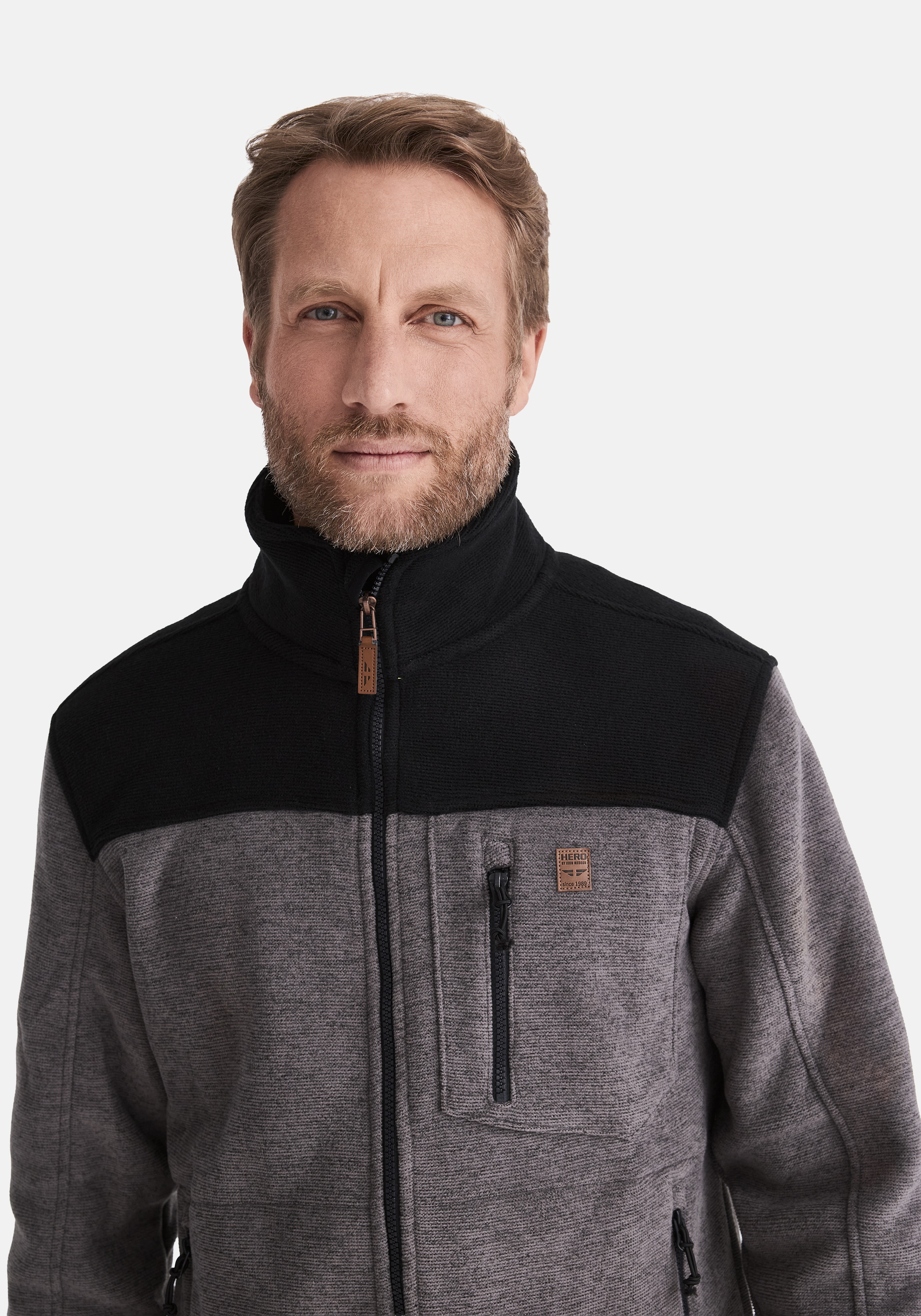 HERO by John Medoox Fleecejacke »JOEL Heavy Strick-Fleecejacke«, Sherpa fleece Straight Fit Casual Sherpa für Herren