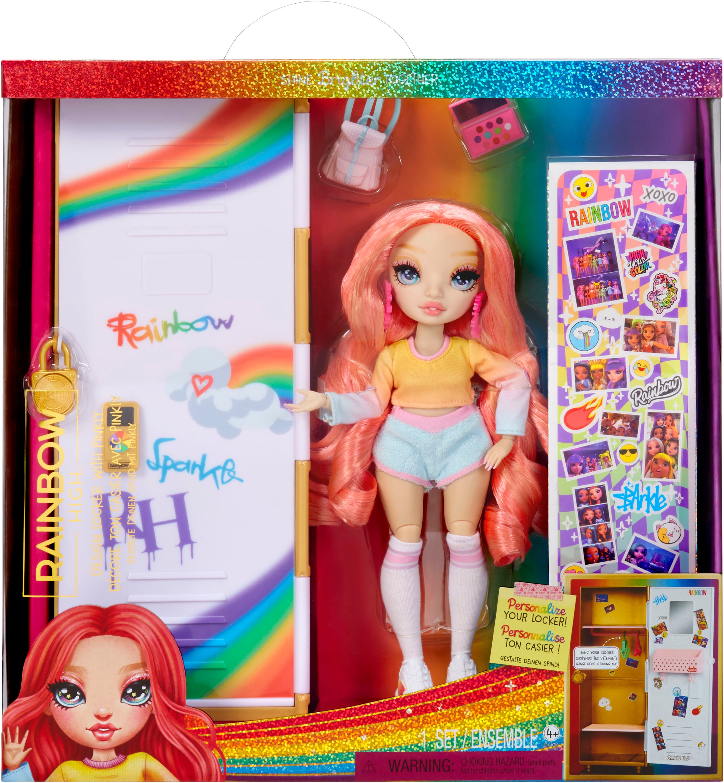 RAINBOW HIGH Puppenkleiderschrank »Rainbow High Locker and Doll Playset«, inklusive Puppe Pinkly Page