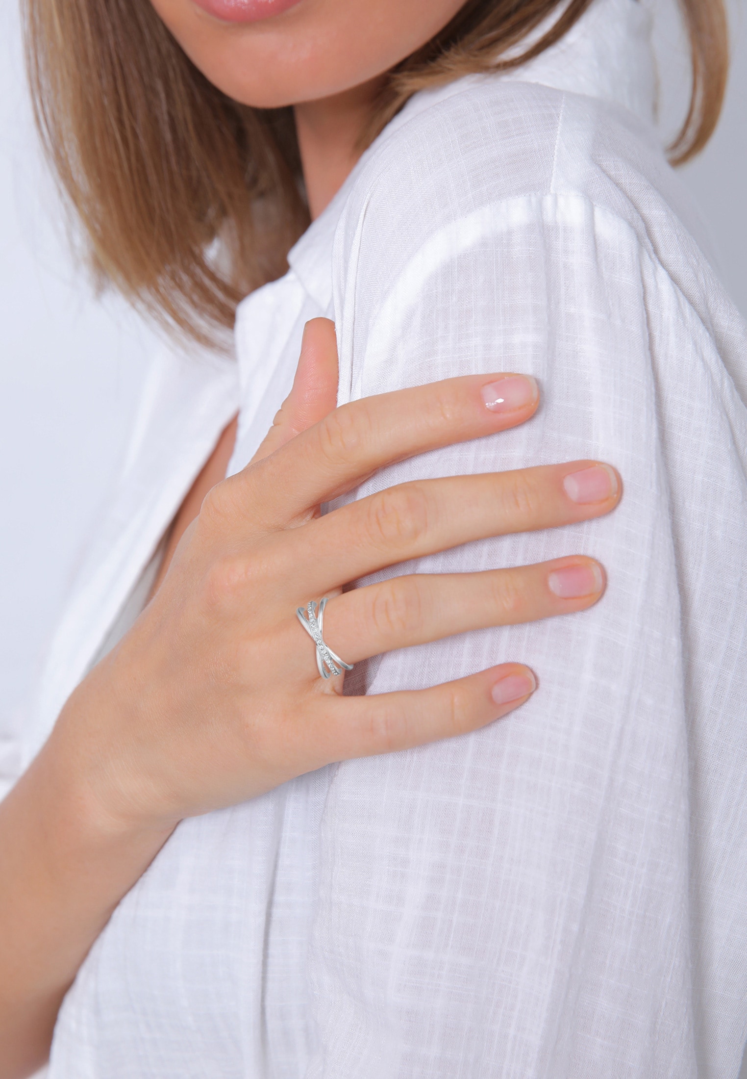 Elli Premium Fingerring »Wickelring Blogger Kristalle 925 Silber«