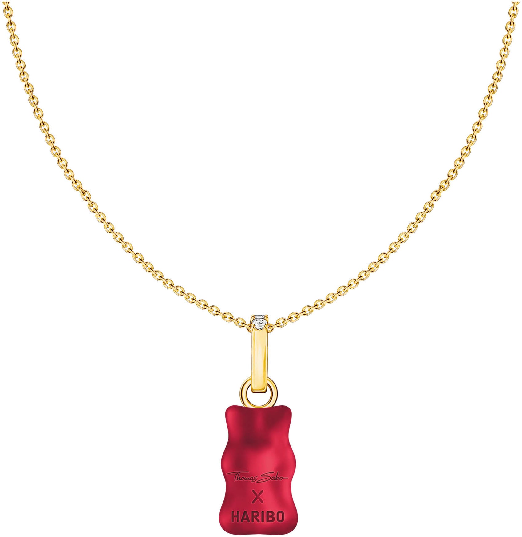 THOMAS SABO Kette mit Anhänger »THOMAS SABO x HARIBO Schmuck: Kette mit Goldbär«, mit Kristallglas, Zirkonia (synth.)