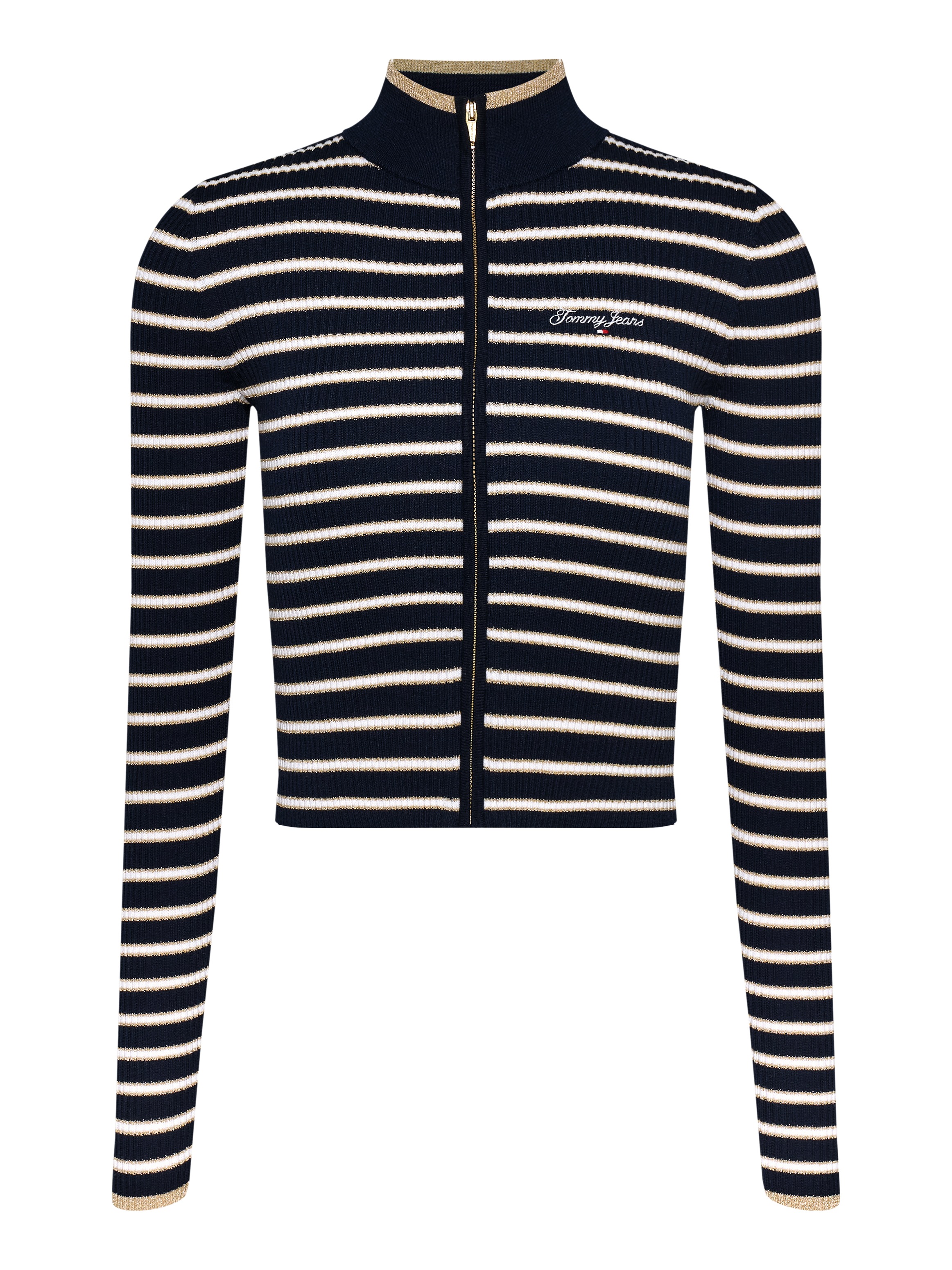 Tommy Jeans Strickjacke »TJW METALLIC TIP ZIP CARDIGAN«, mit Glitzer