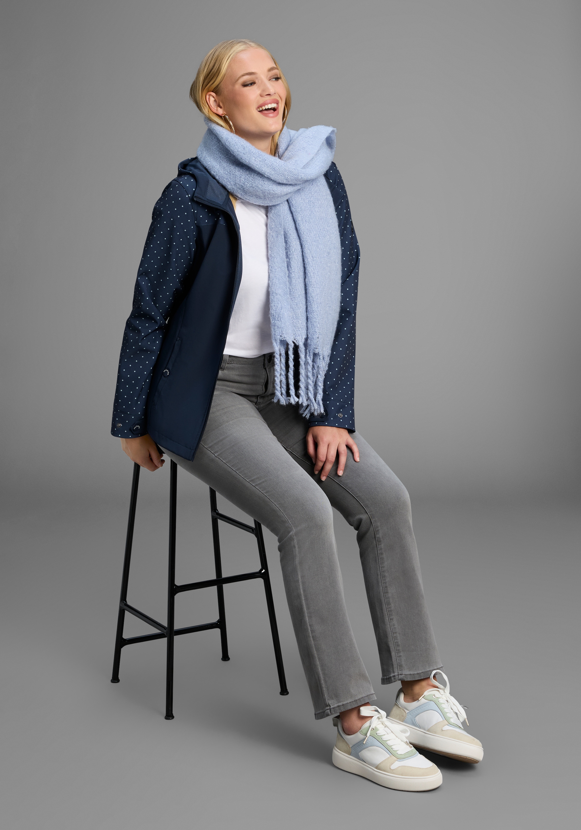 Polarino Softshelljacke mit Kapuze mit Druck, Übergangsjacke