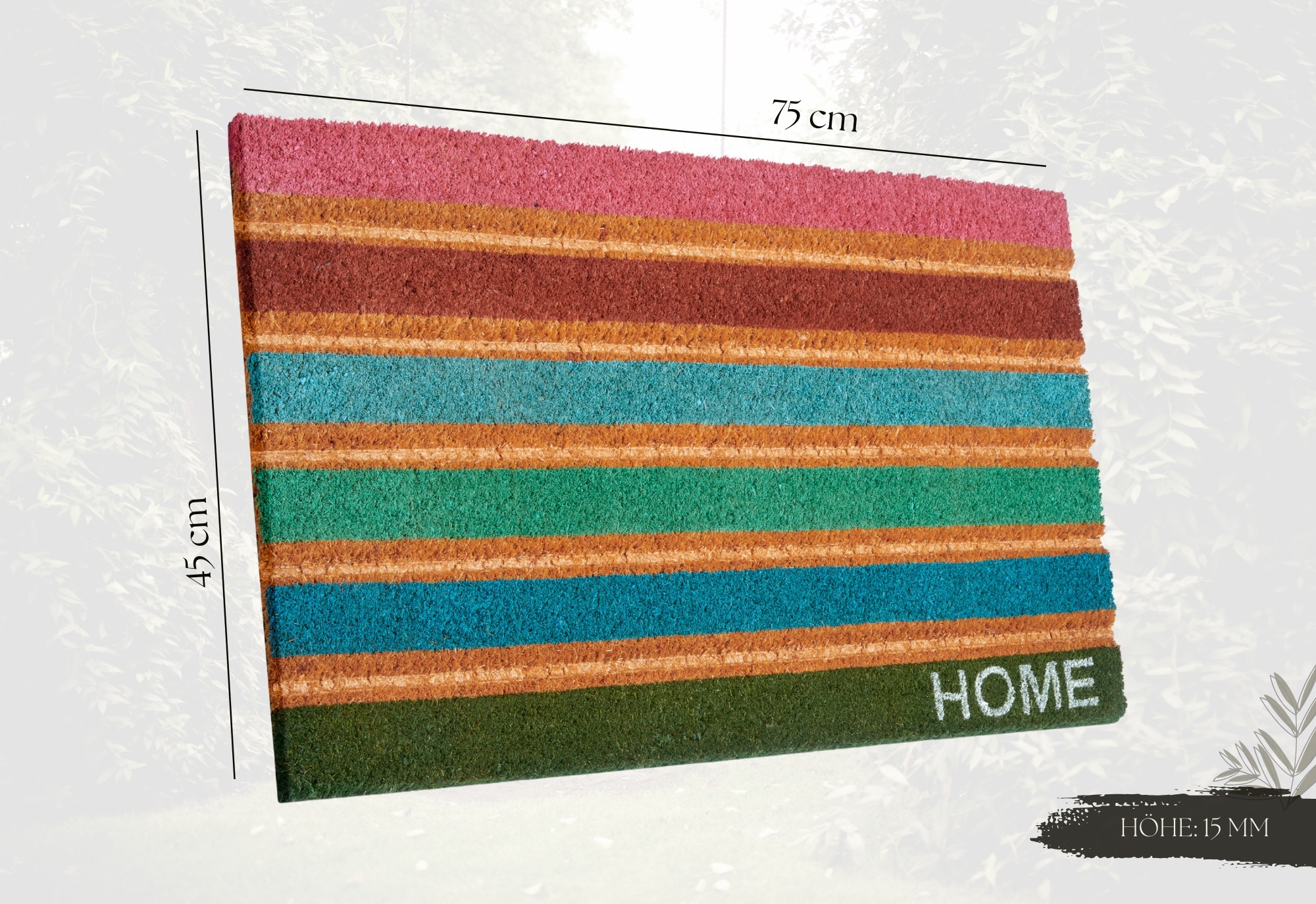 HANSE Home Fußmatte »Mix Mats Kokos Colorful Stripes, Türmatte«, rechteckig, 15 mm Höhe, Strapazierfähig, pflegeleicht, robust, wetterfest, UV-beständig