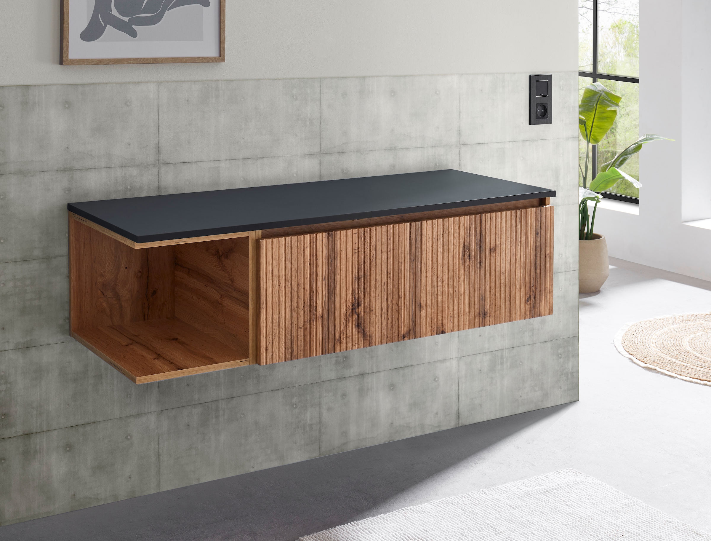 BASIC by Balculina Waschbeckenunterschrank »Loris BxHxT 120x34x47 cm« 1 Stk. tlg. Breite 120cm, Softclose, L/R montierbar