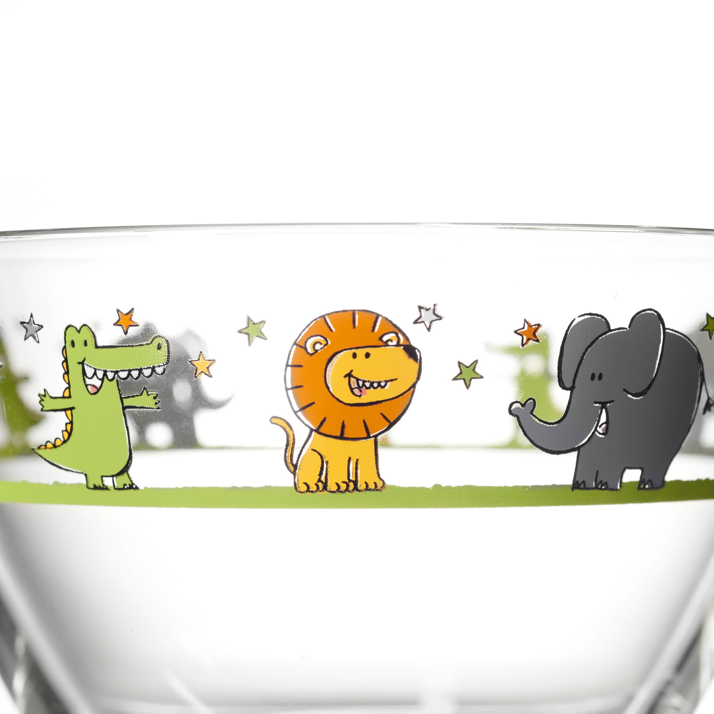 LEONARDO Kinderschale »BAMBINI«, 6 tlg., aus Glas, Löwe/Elefant/Krokodil, Ø 12 cm