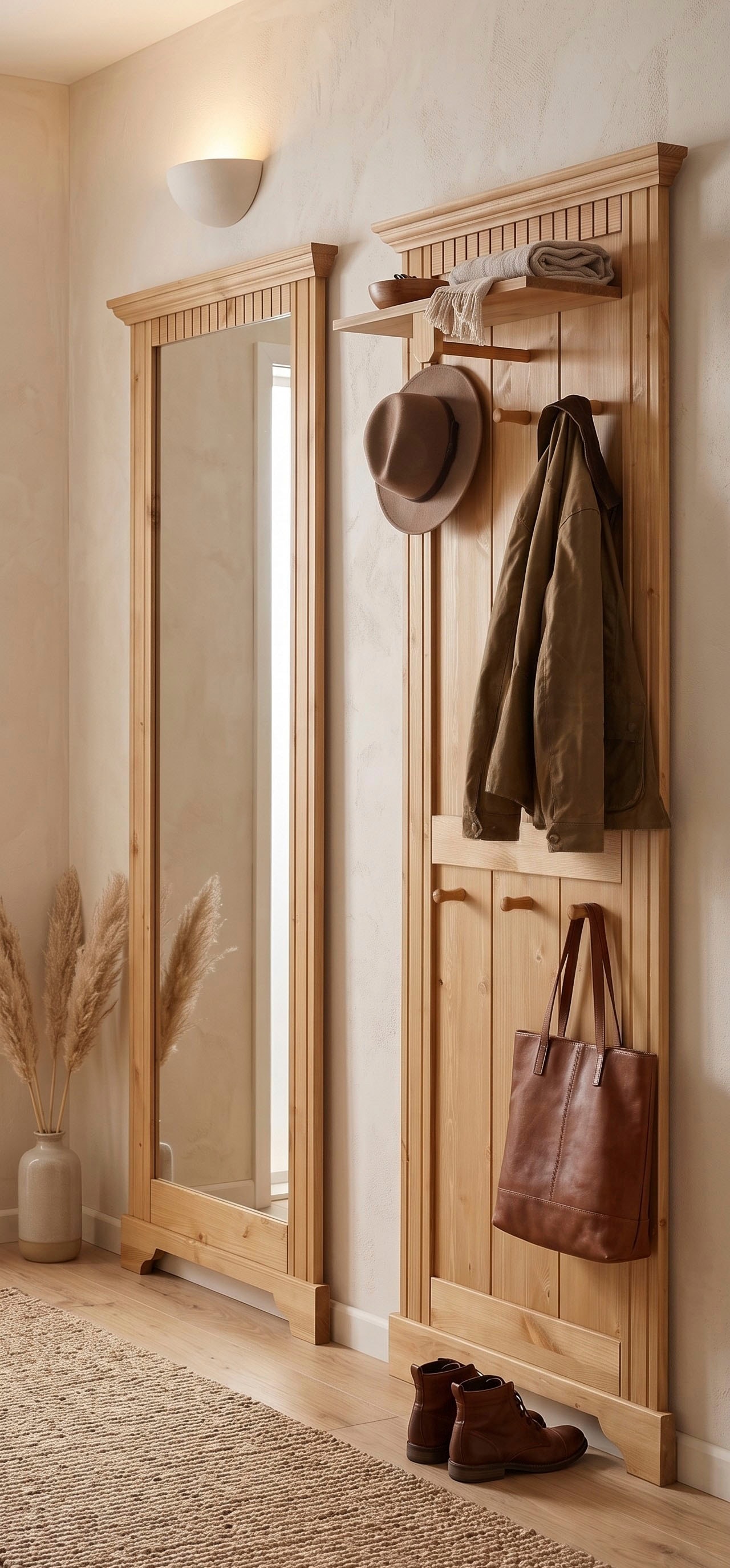 OTTO home Garderobenpaneel »Rustic« aus massiver Kiefer, Höhe 190 cm, mit Ablage, Holzhaken