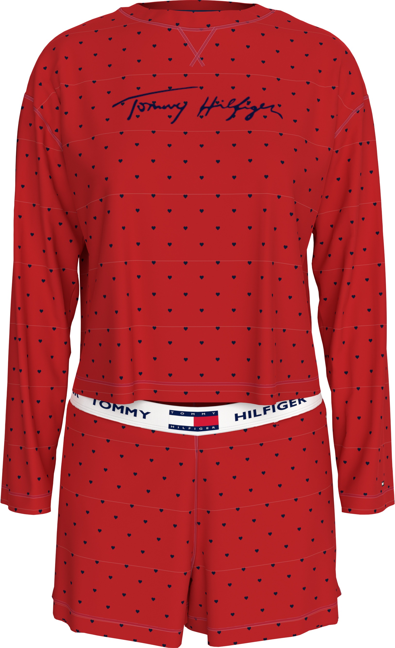 Tommy Hilfiger Underwear Pyjama »LS SHORT PRT PJ SET«, (Set, 2 tlg., 2tlg), mit Herzen Allover-Muster