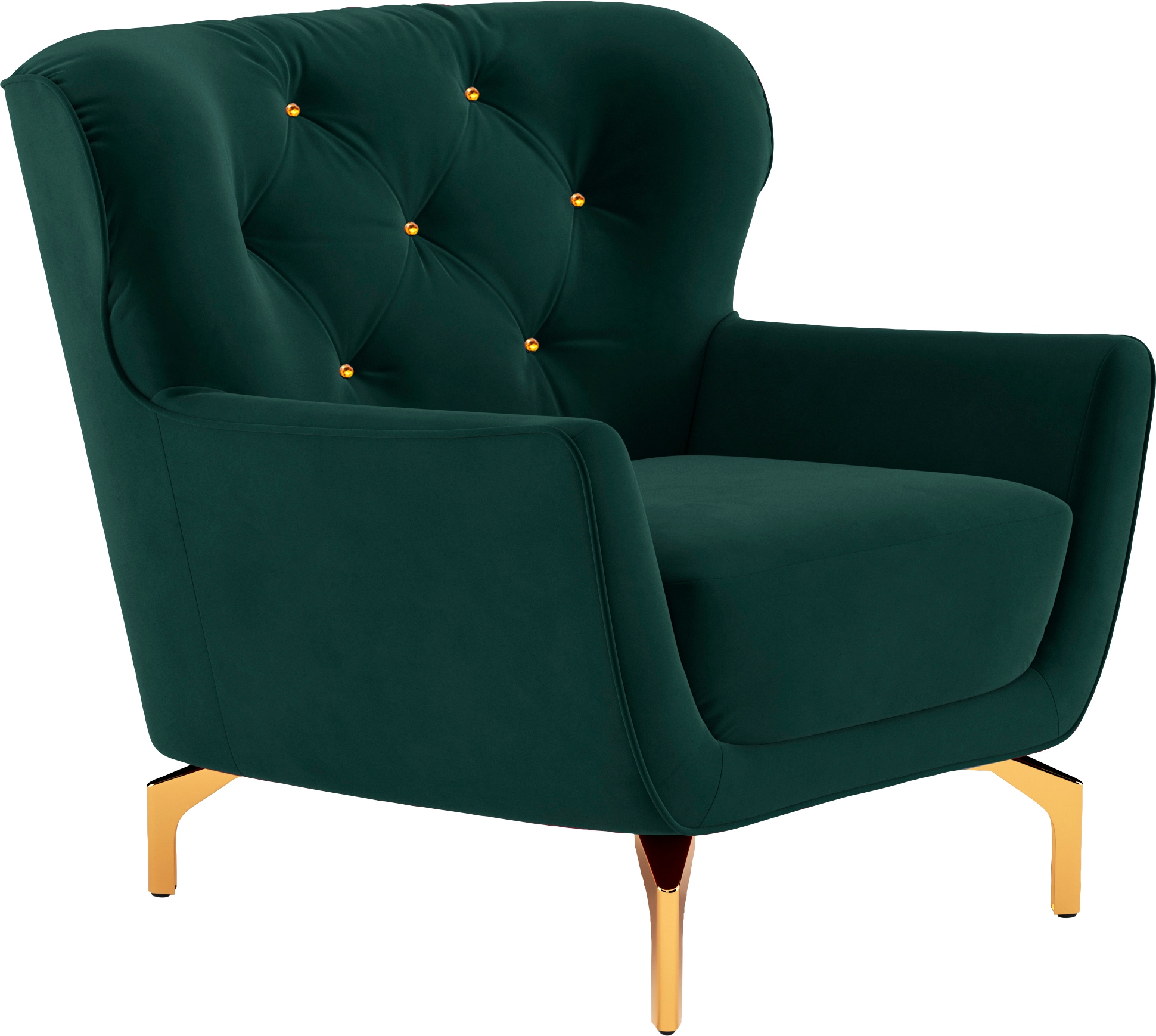 sit&more Sessel »Orient 3«, inkl. 1 Zierkissen mit Strass-Stein, goldfarbene Metallfüße